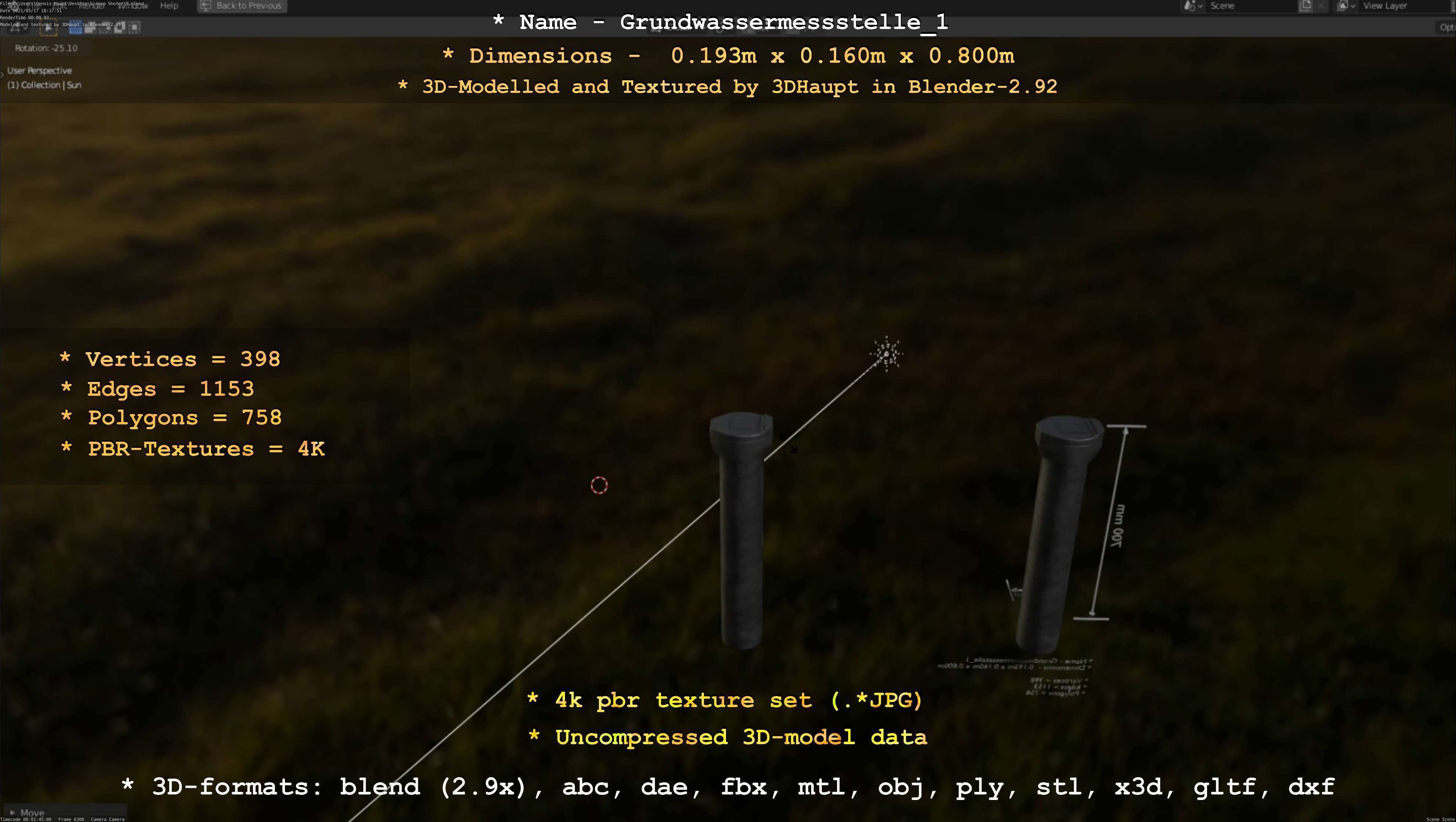 Groundwater monitoring well 1 version 2  Low-poly 3D model_61