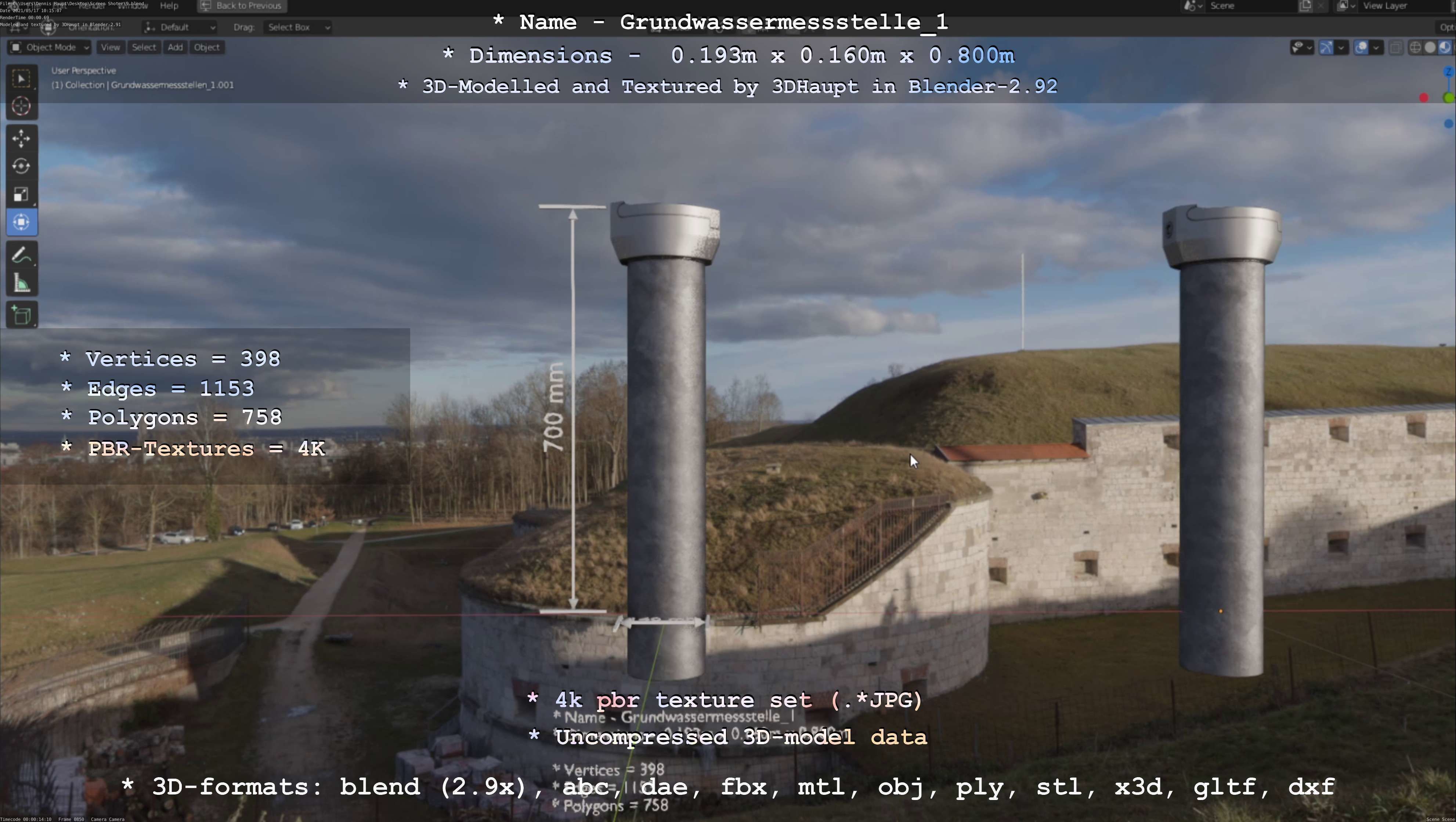 Groundwater monitoring well 1 version 2  Low-poly 3D model_74