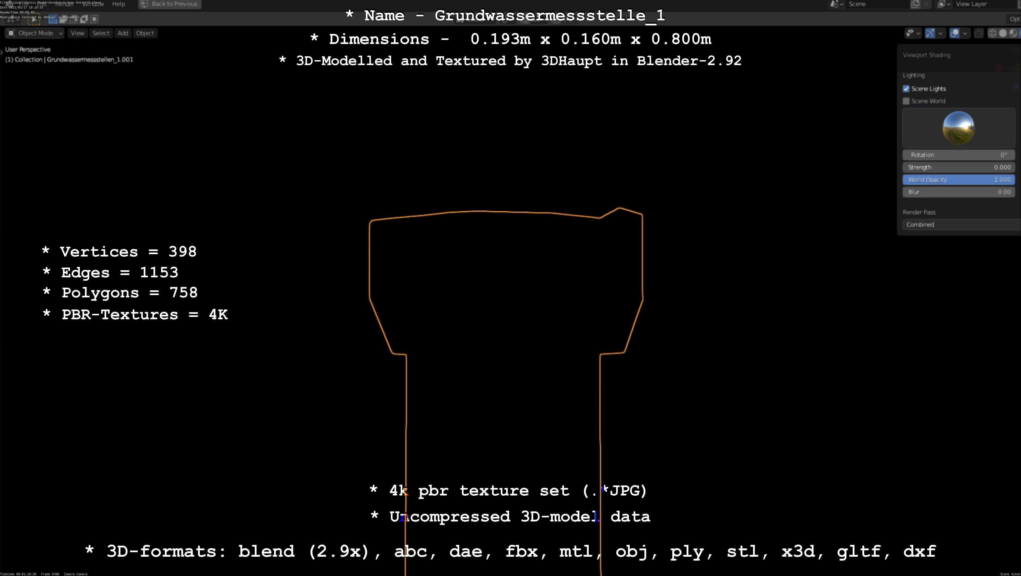 Groundwater monitoring well 1 version 2  Low-poly 3D model_120