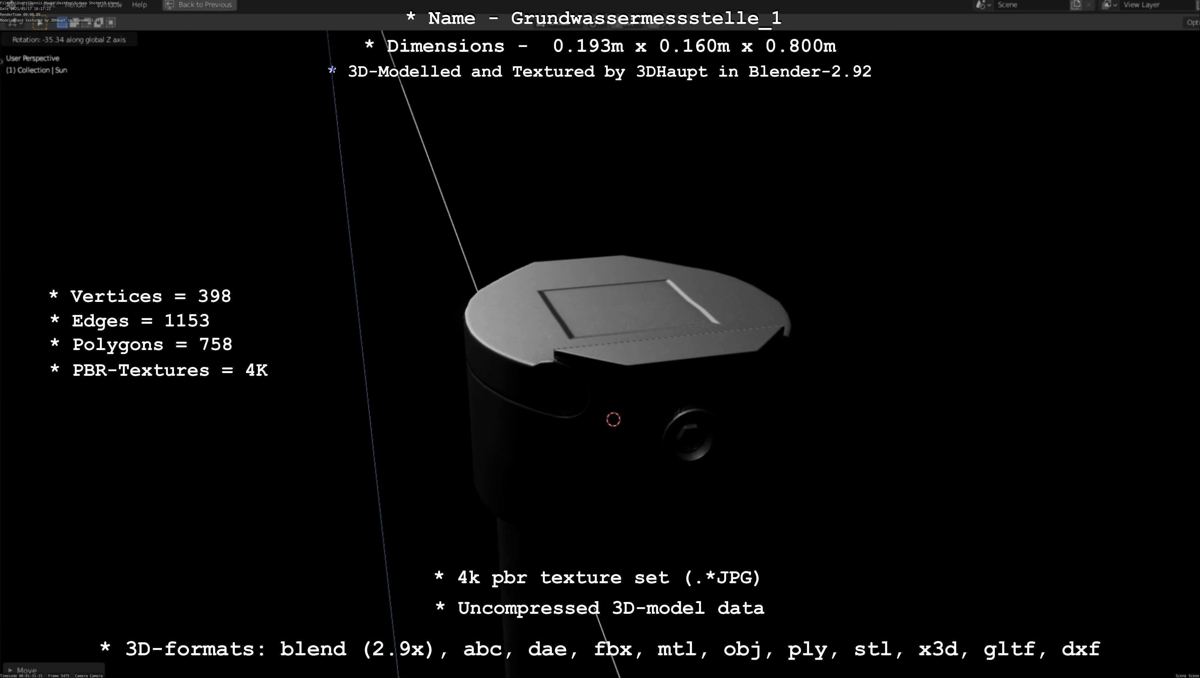 Groundwater monitoring well 1 version 2  Low-poly 3D model_45