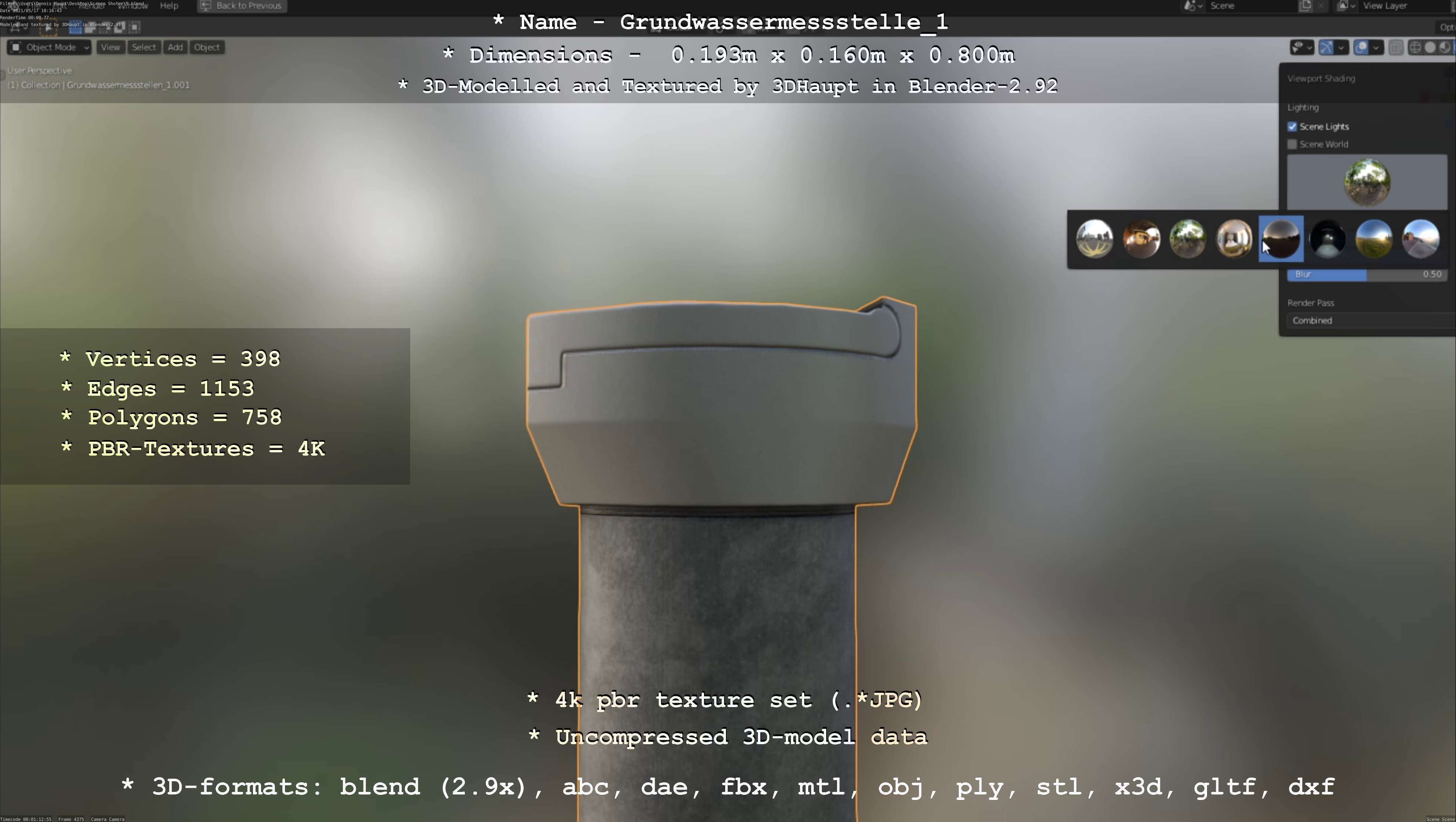 Groundwater monitoring well 1 version 2  Low-poly 3D model_65