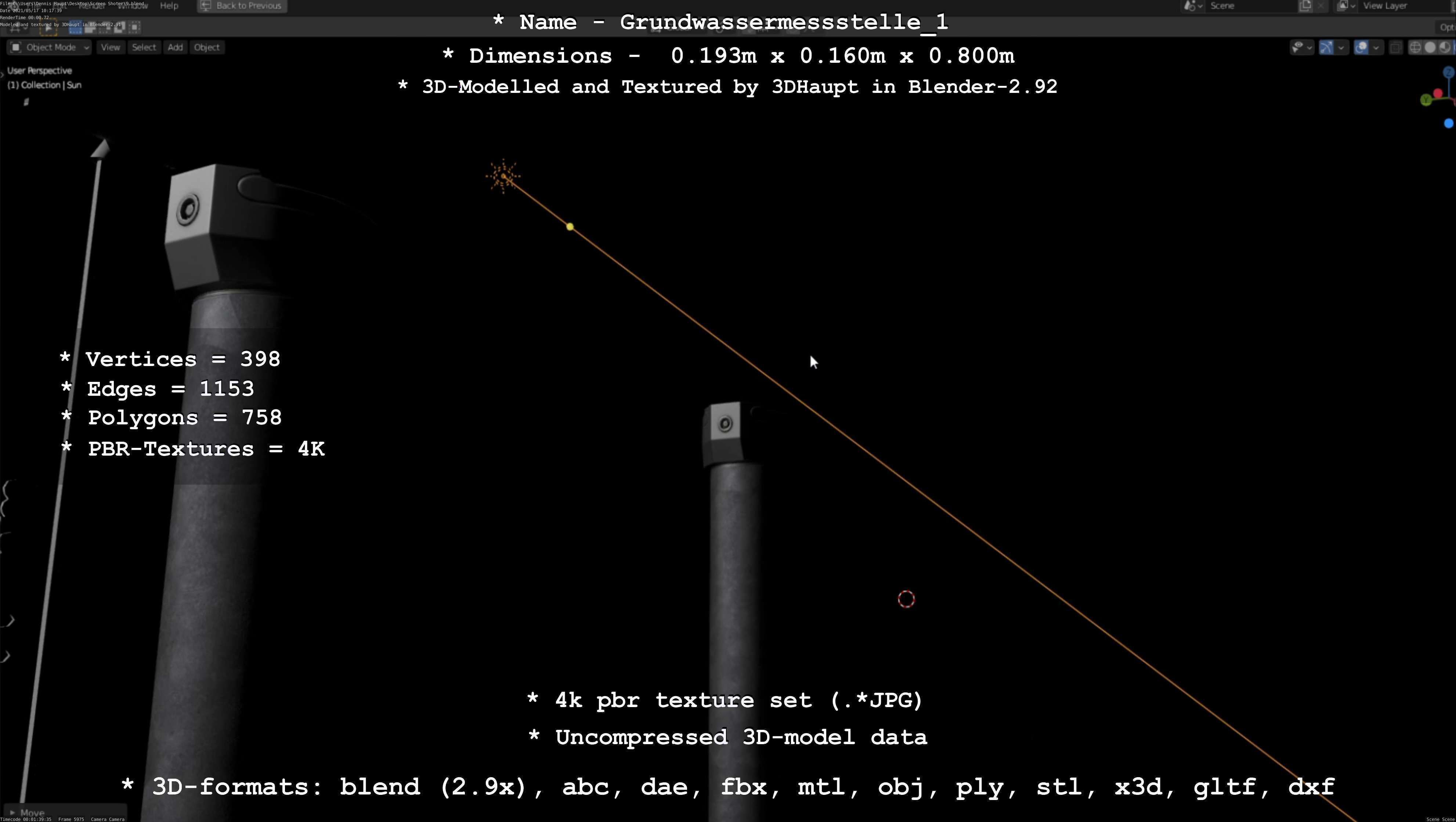 Groundwater monitoring well 1 version 2  Low-poly 3D model_55