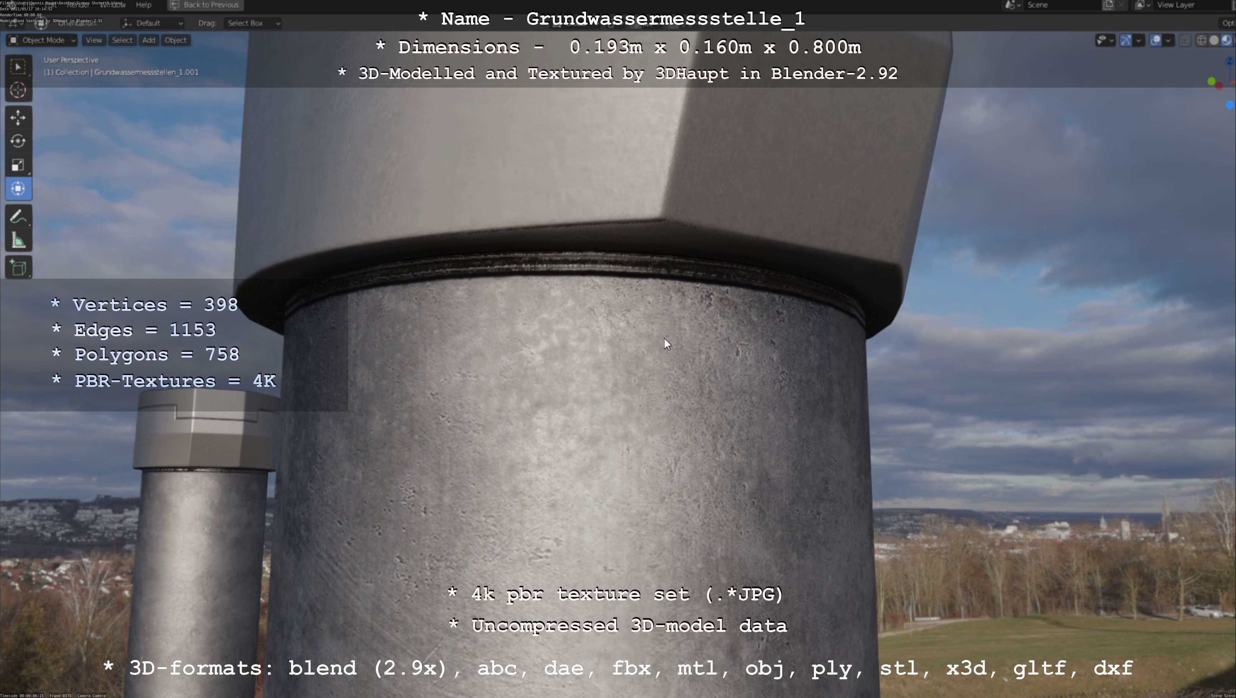 Groundwater monitoring well 1 version 2  Low-poly 3D model_68