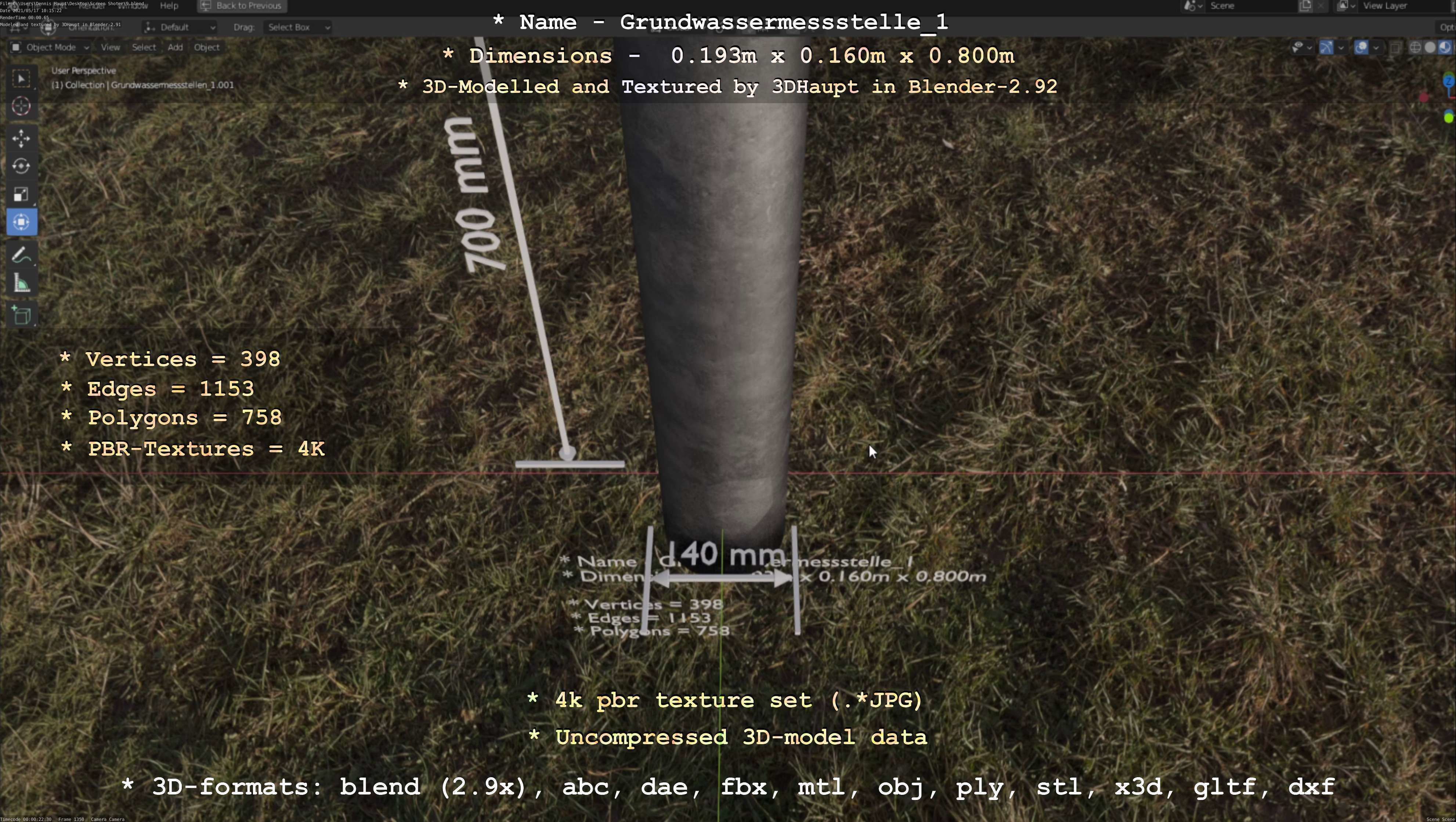 Groundwater monitoring well 1 version 2  Low-poly 3D model_86