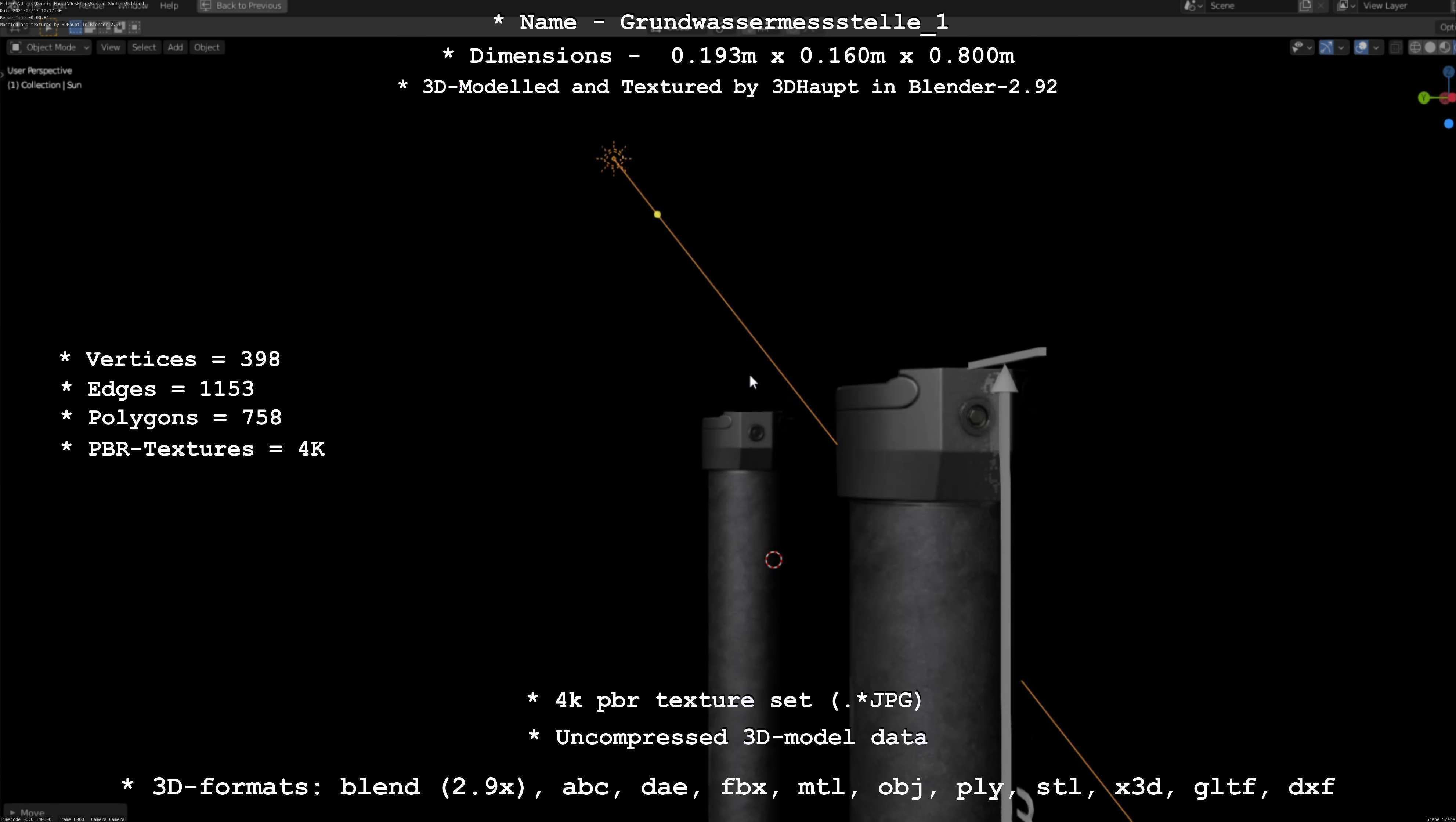 Groundwater monitoring well 1 version 2  Low-poly 3D model_56