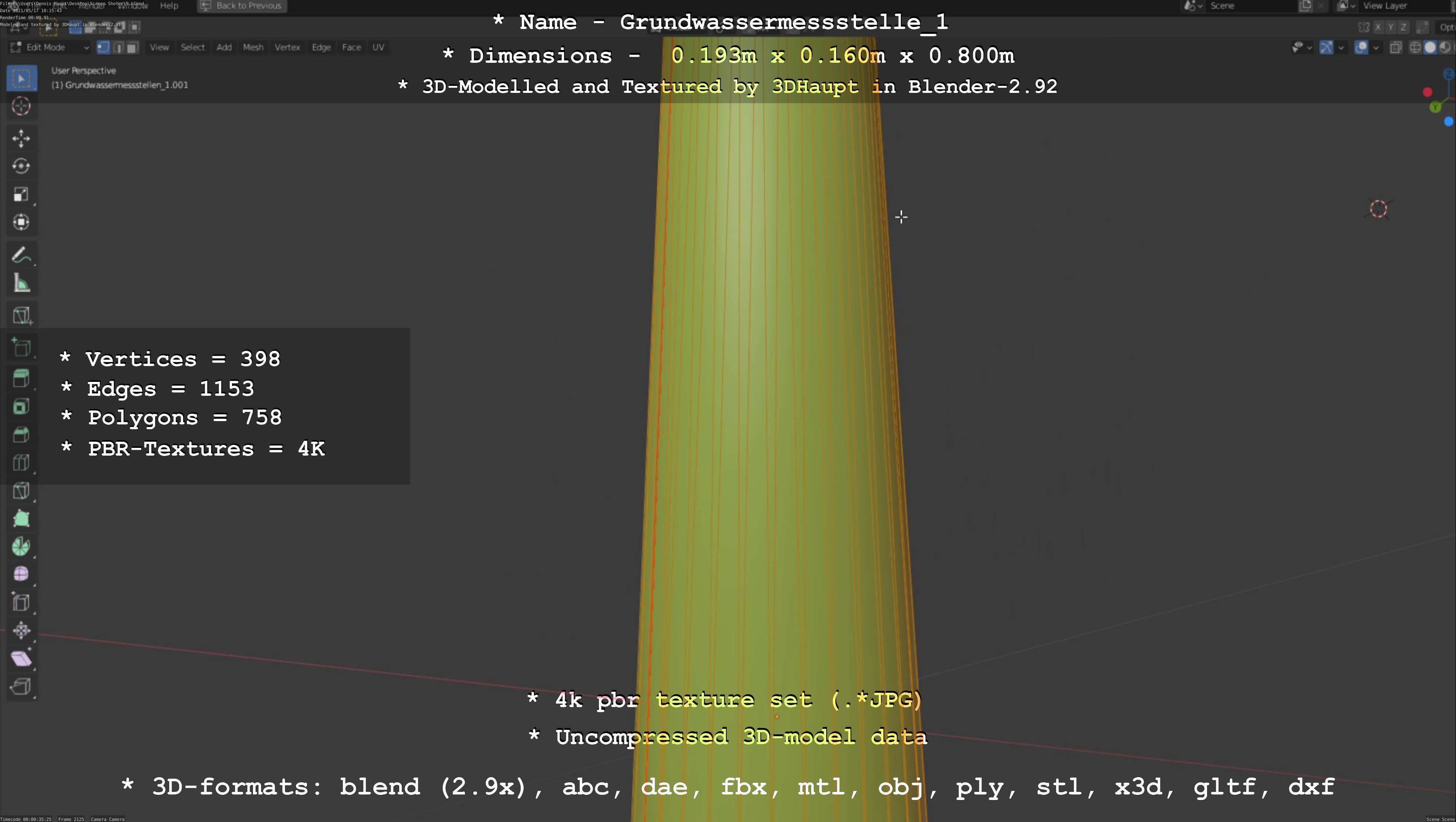 Groundwater monitoring well 1 version 2  Low-poly 3D model_101