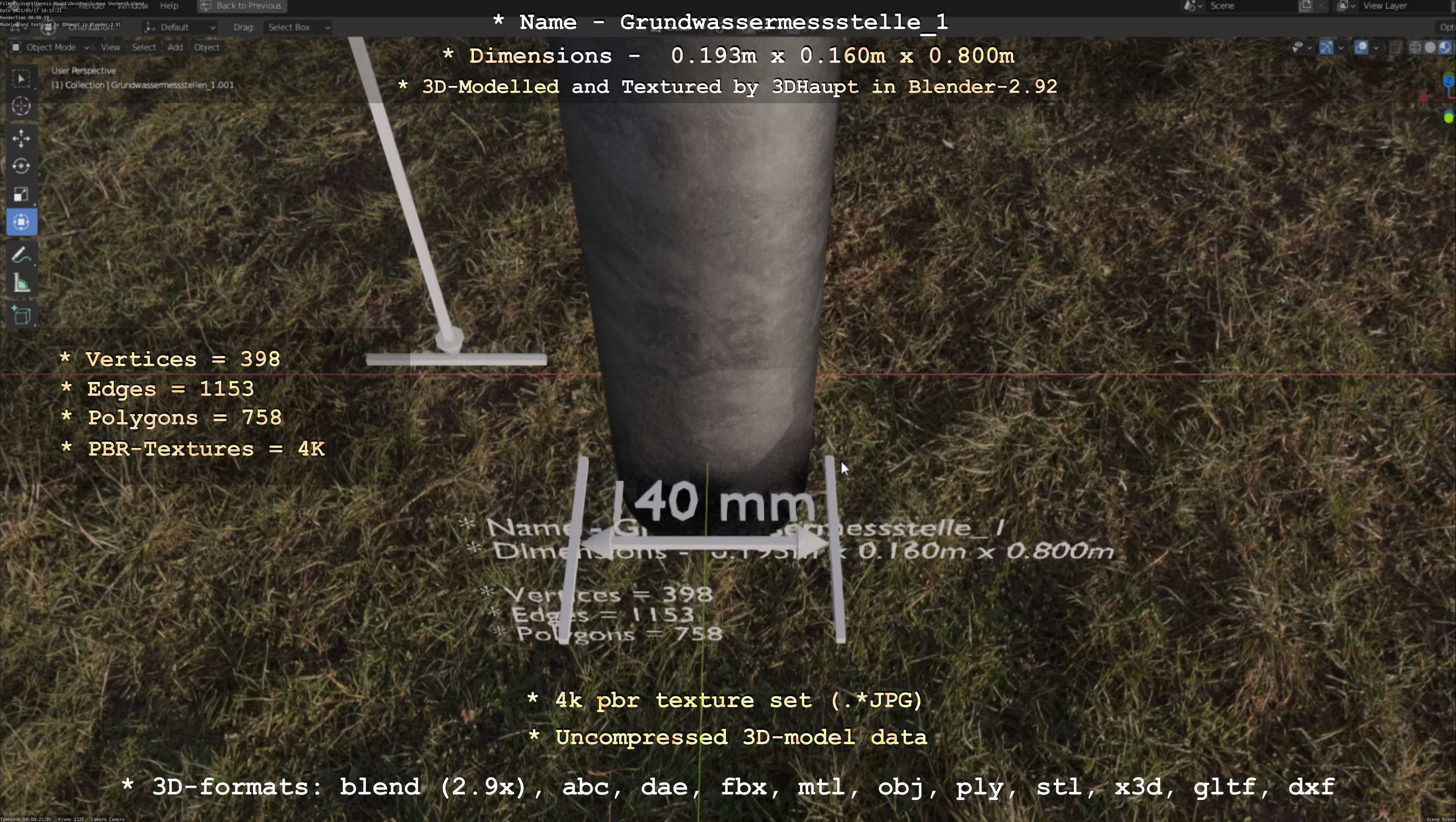 Groundwater monitoring well 1 version 2  Low-poly 3D model_85