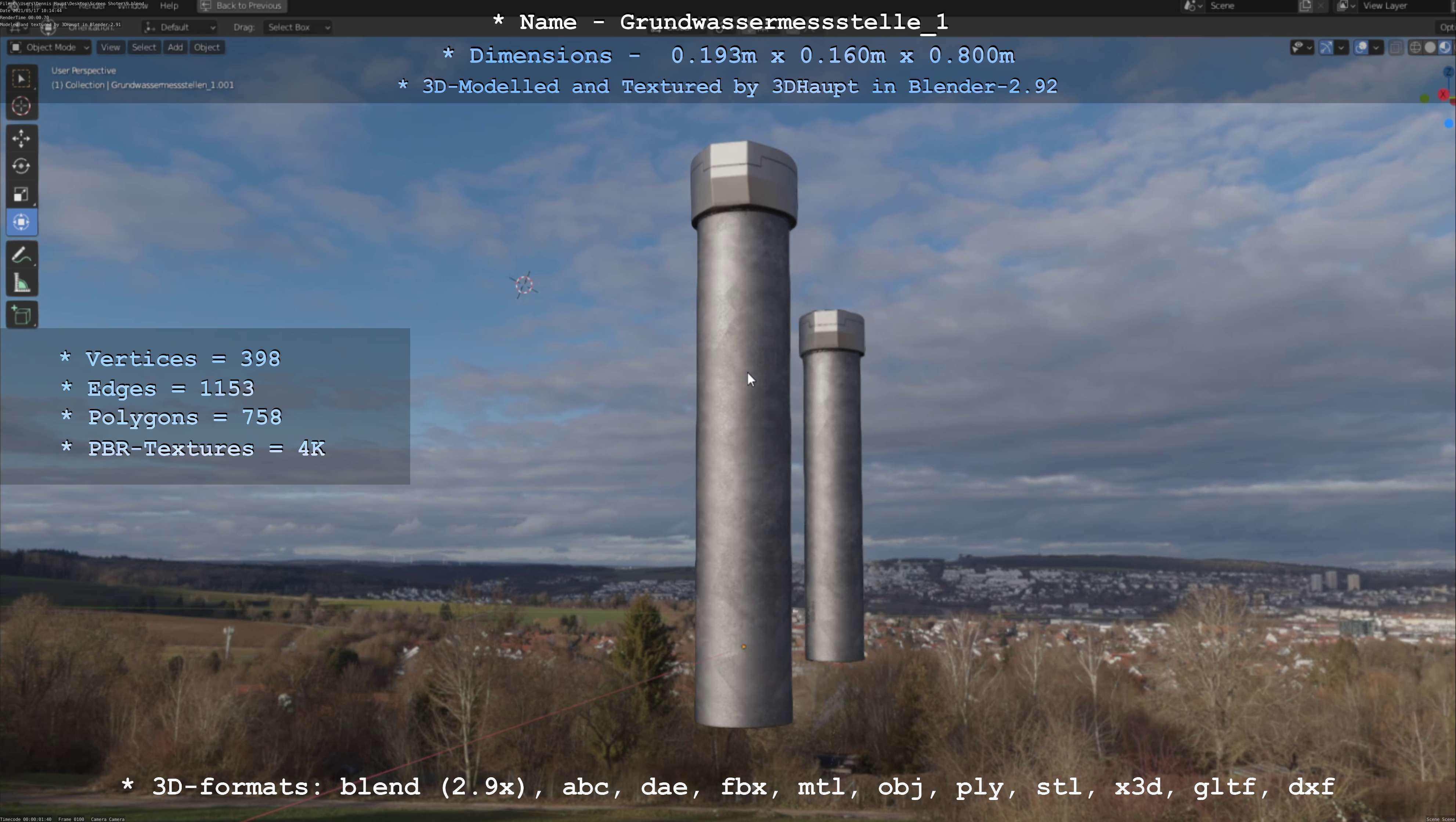 Groundwater monitoring well 1 version 2  Low-poly 3D model_67