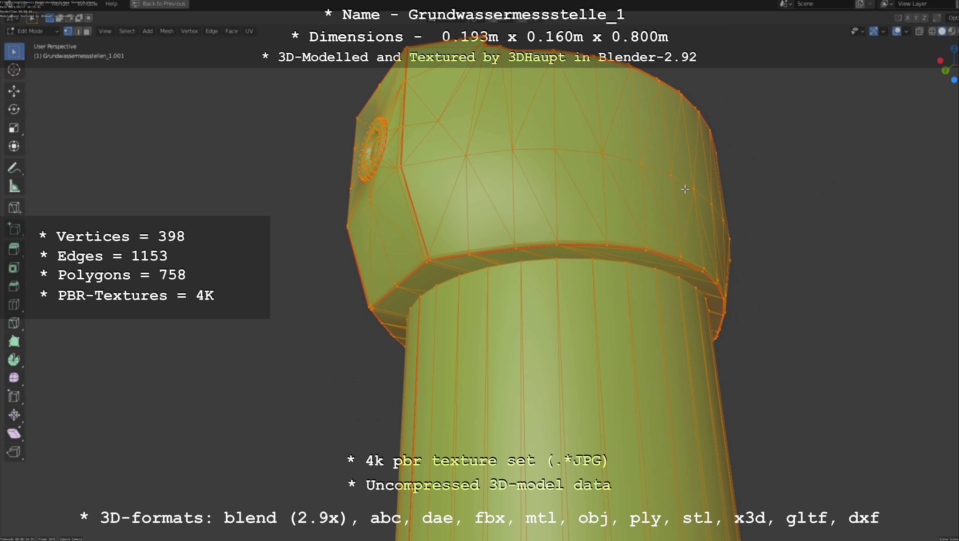 Groundwater monitoring well 1 version 2  Low-poly 3D model_99
