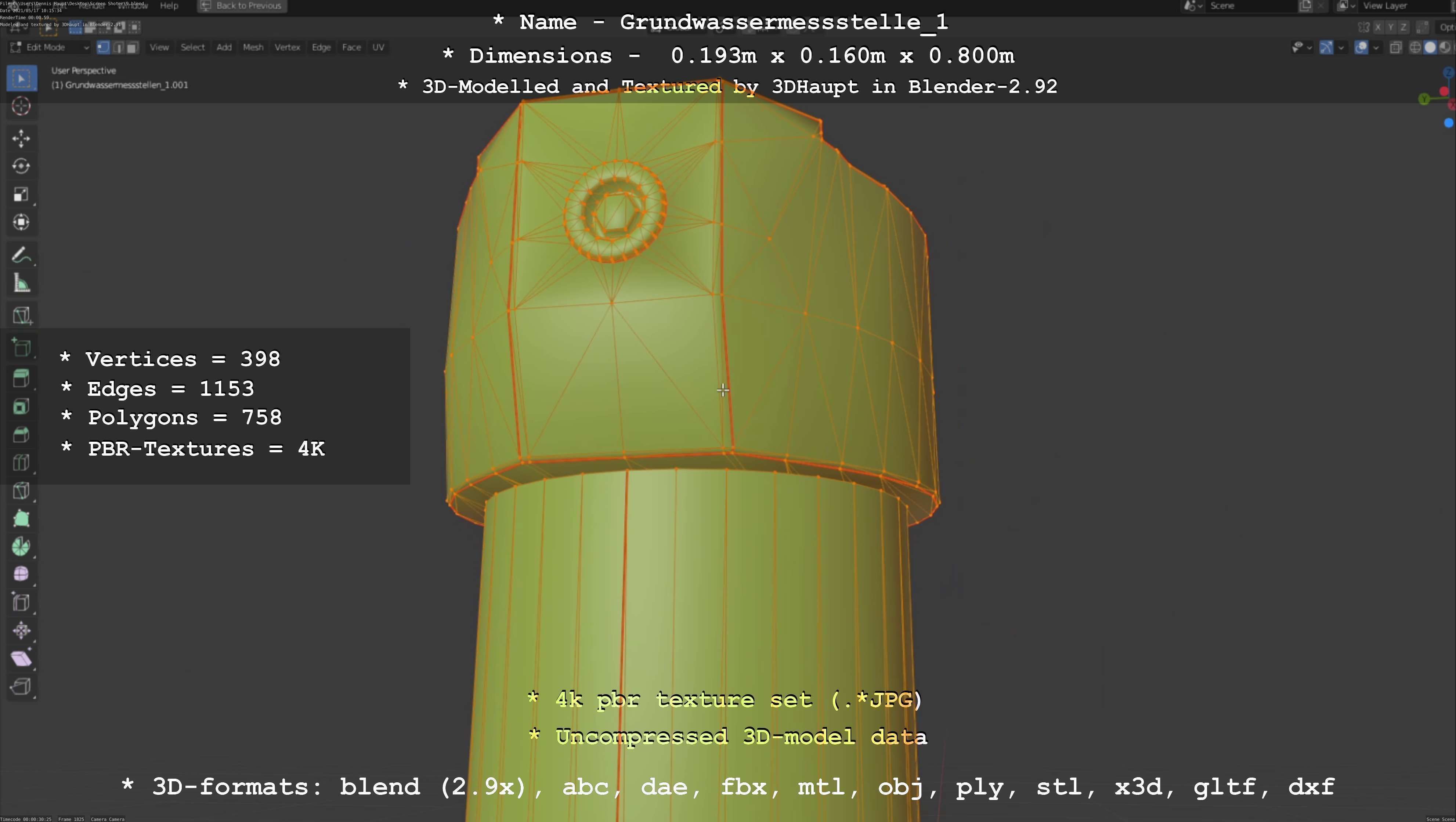 Groundwater monitoring well 1 version 2  Low-poly 3D model_96