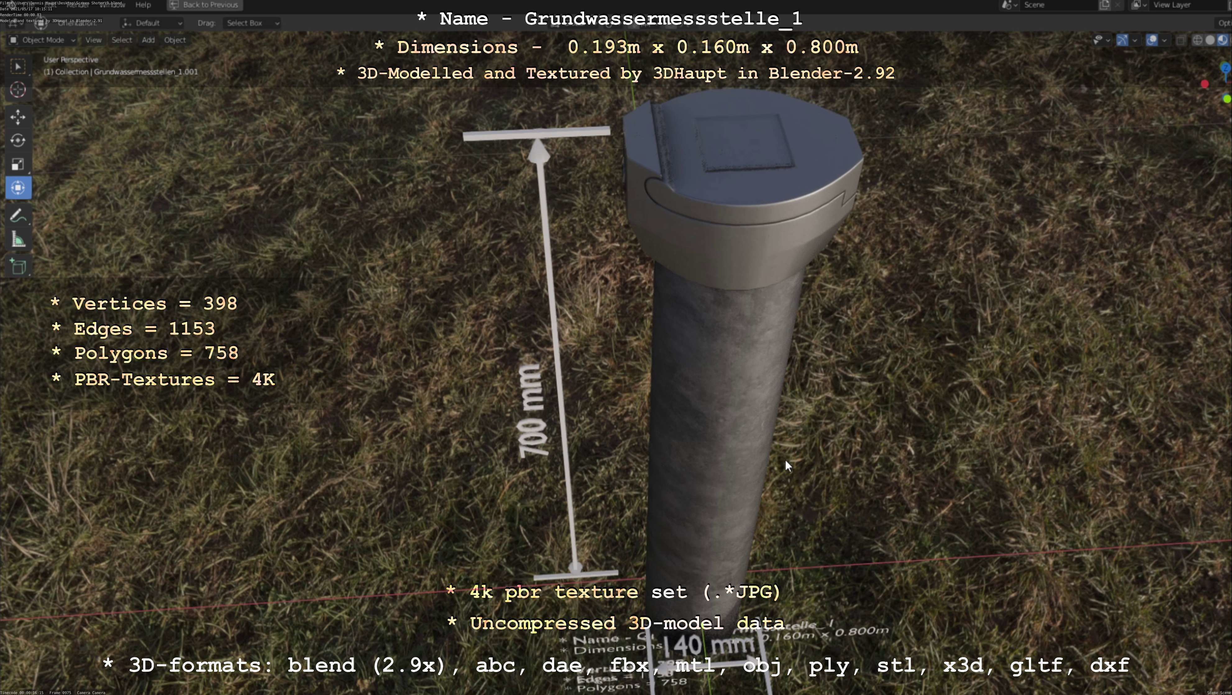 Groundwater monitoring well 1 version 2  Low-poly 3D model_80