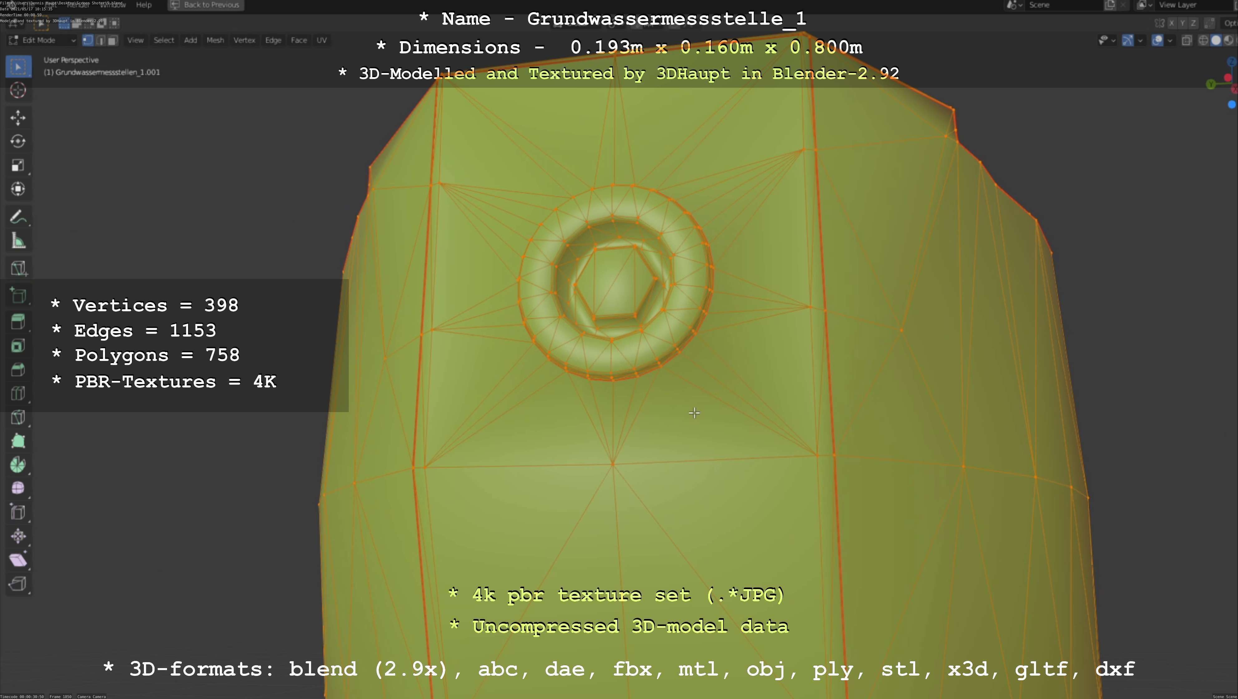 Groundwater monitoring well 1 version 2  Low-poly 3D model_97