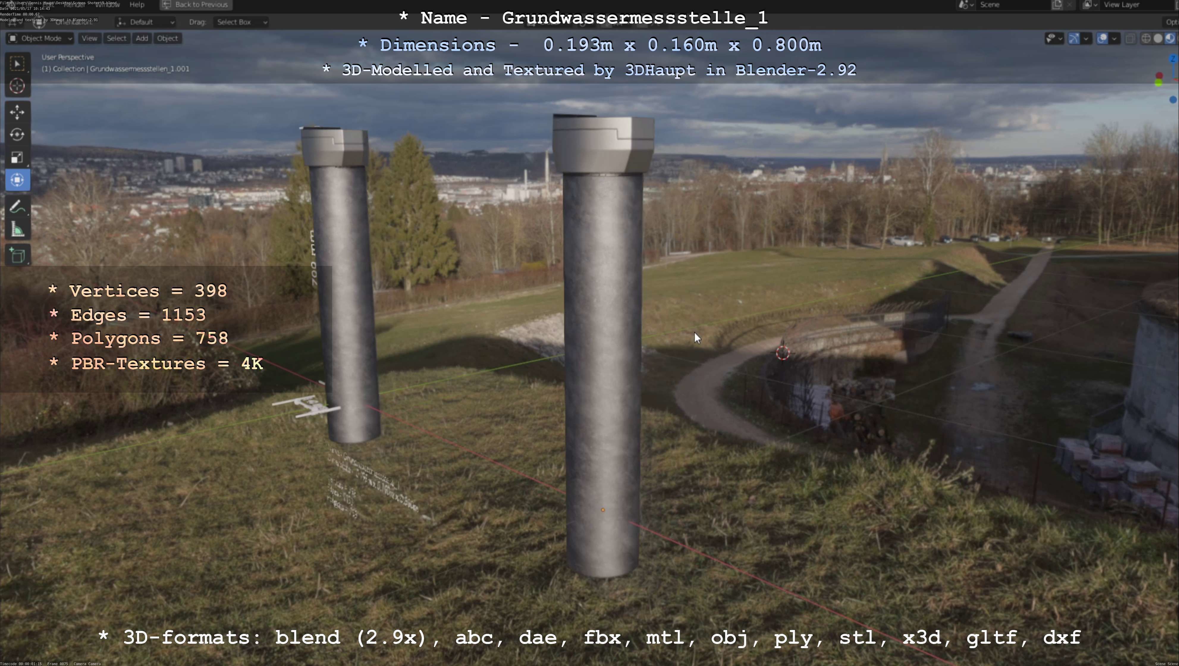 Groundwater monitoring well 1 version 2  Low-poly 3D model_66