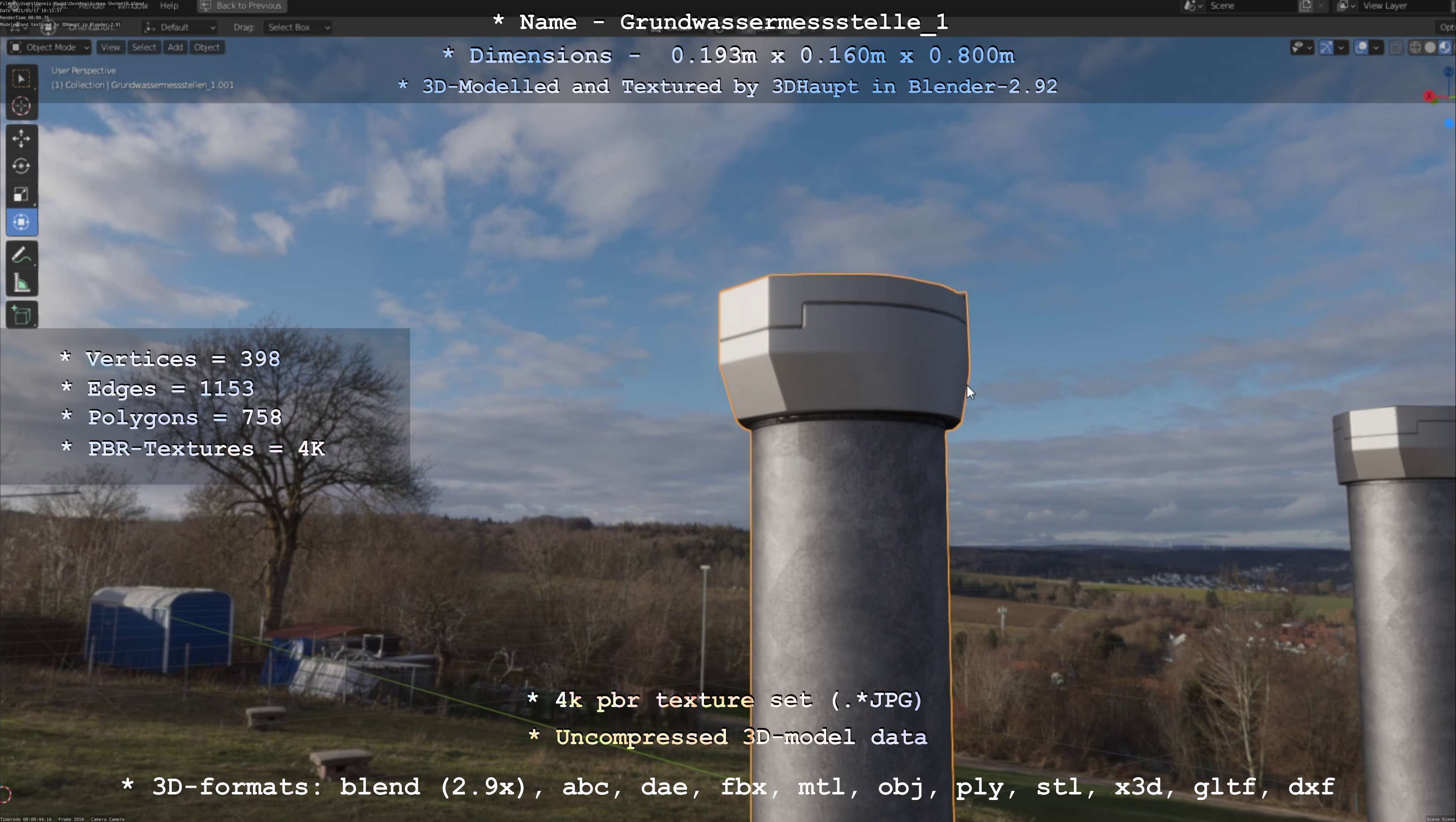 Groundwater monitoring well 1 version 2  Low-poly 3D model_108