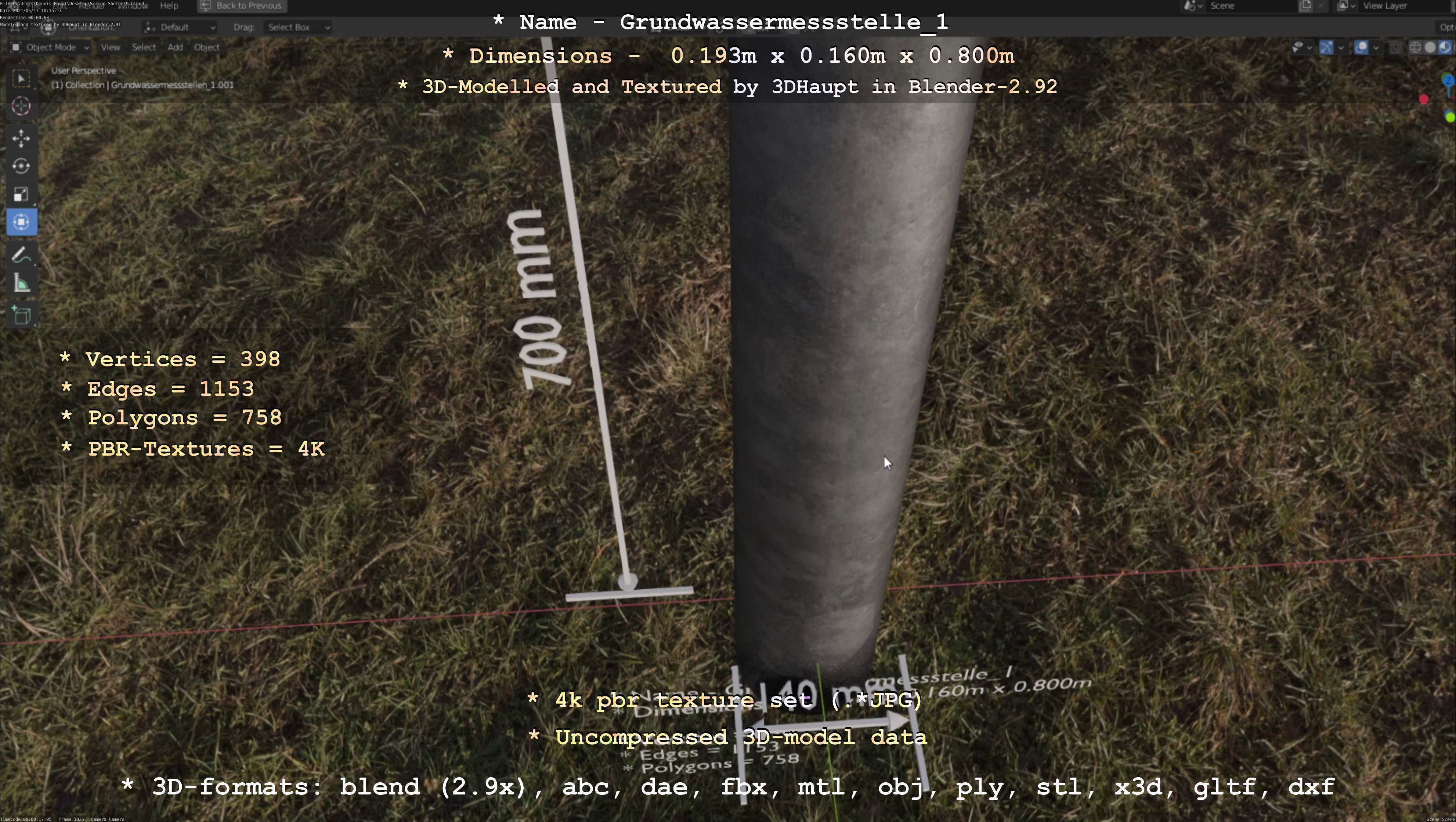 Groundwater monitoring well 1 version 2  Low-poly 3D model_82