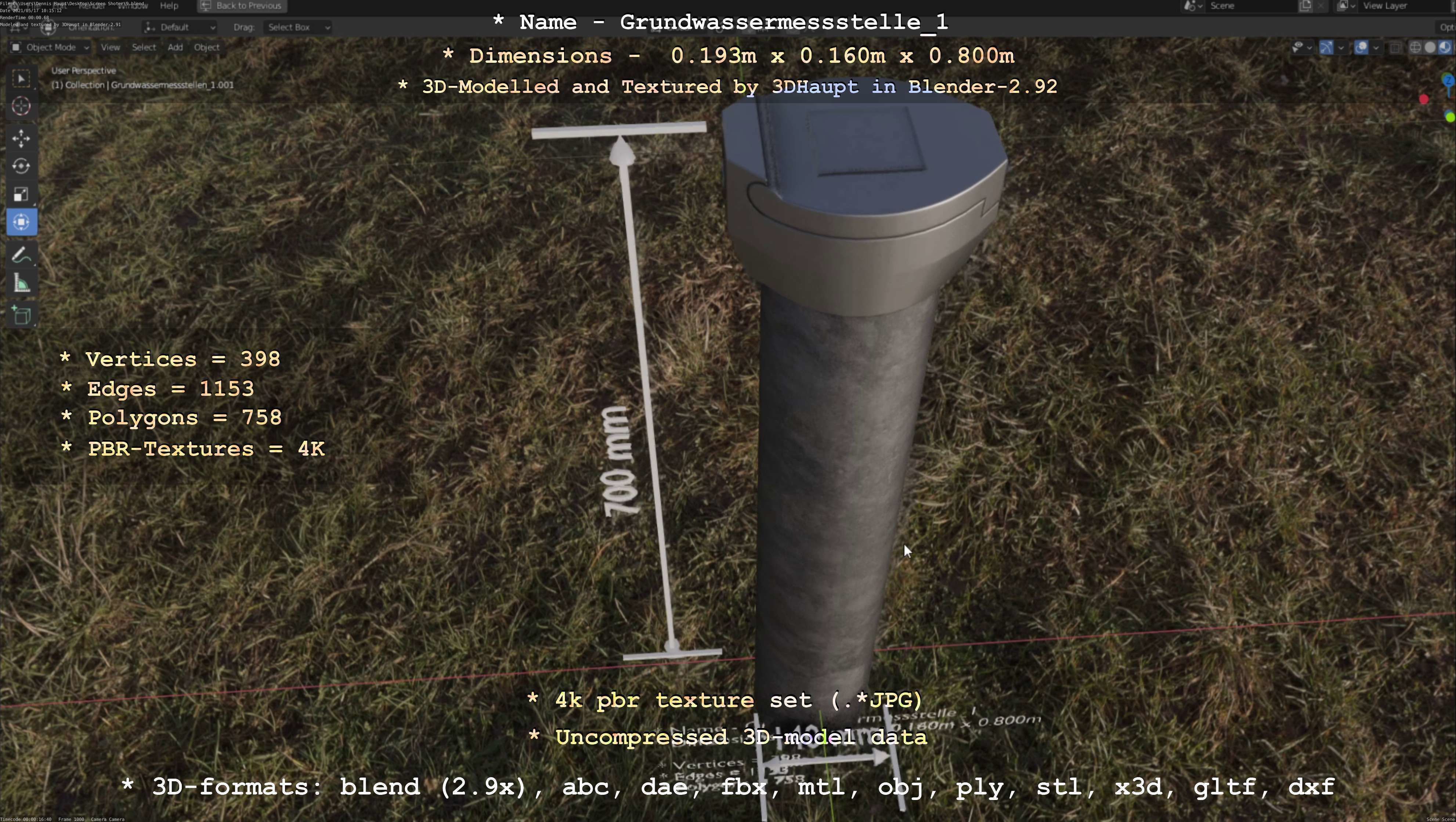 Groundwater monitoring well 1 version 2  Low-poly 3D model_81