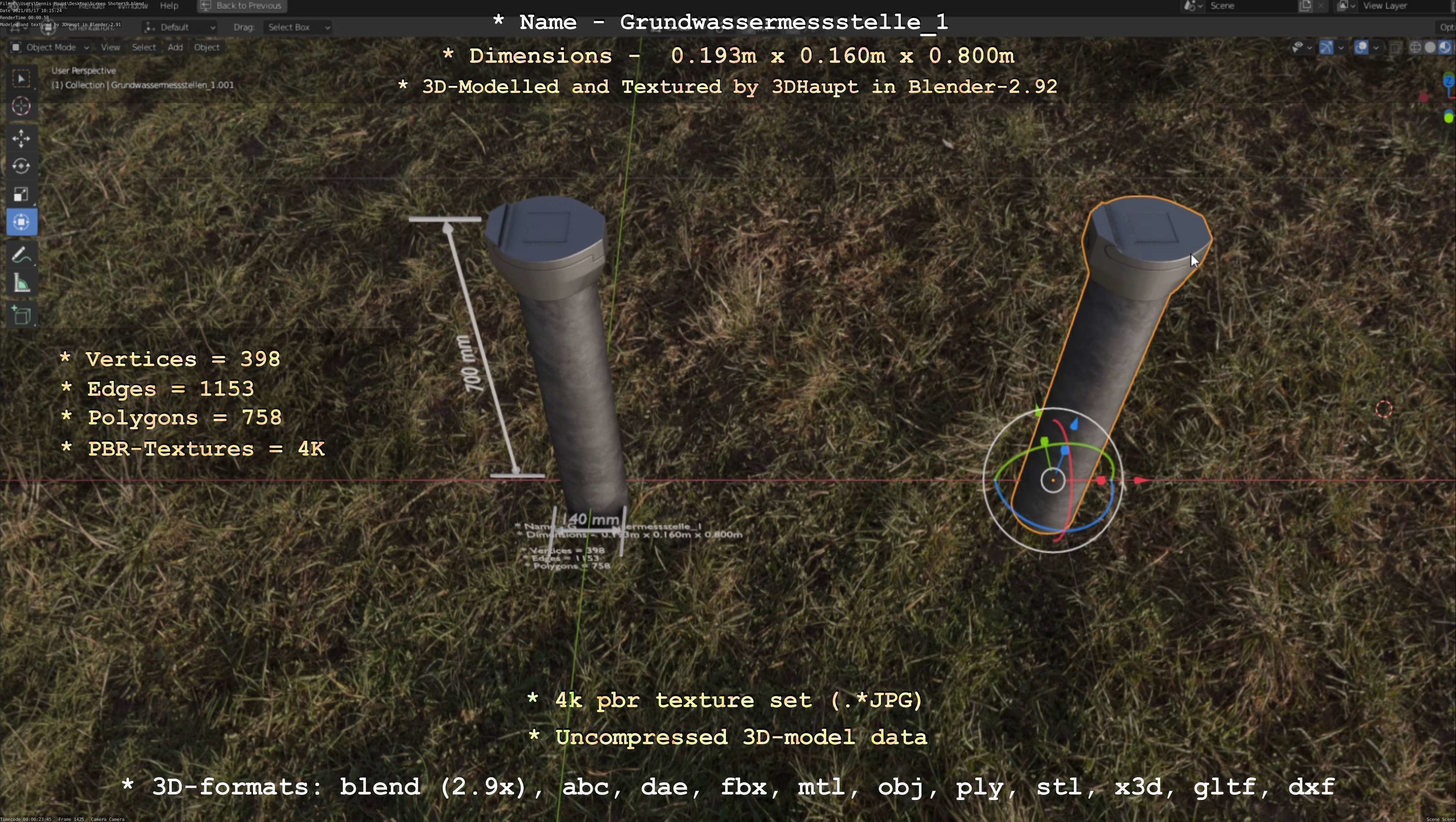 Groundwater monitoring well 1 version 2  Low-poly 3D model_88