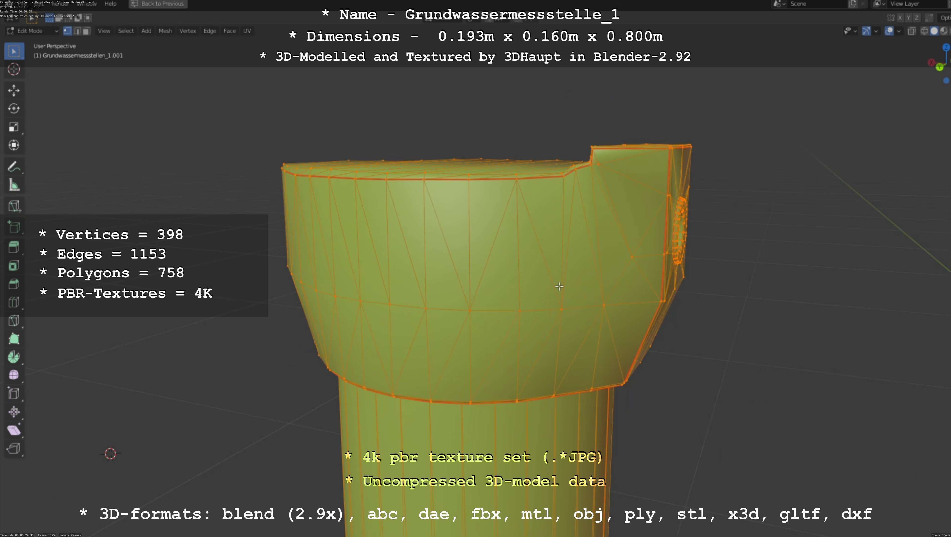 Groundwater monitoring well 1 version 2  Low-poly 3D model_94