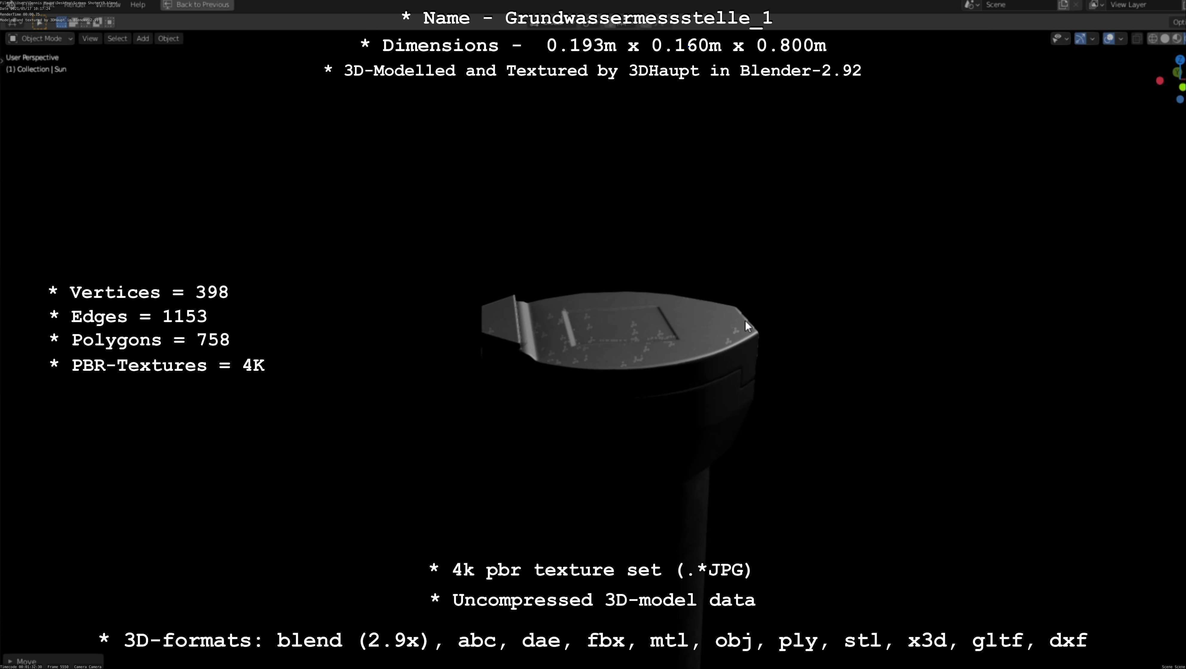 Groundwater monitoring well 1 version 2  Low-poly 3D model_47