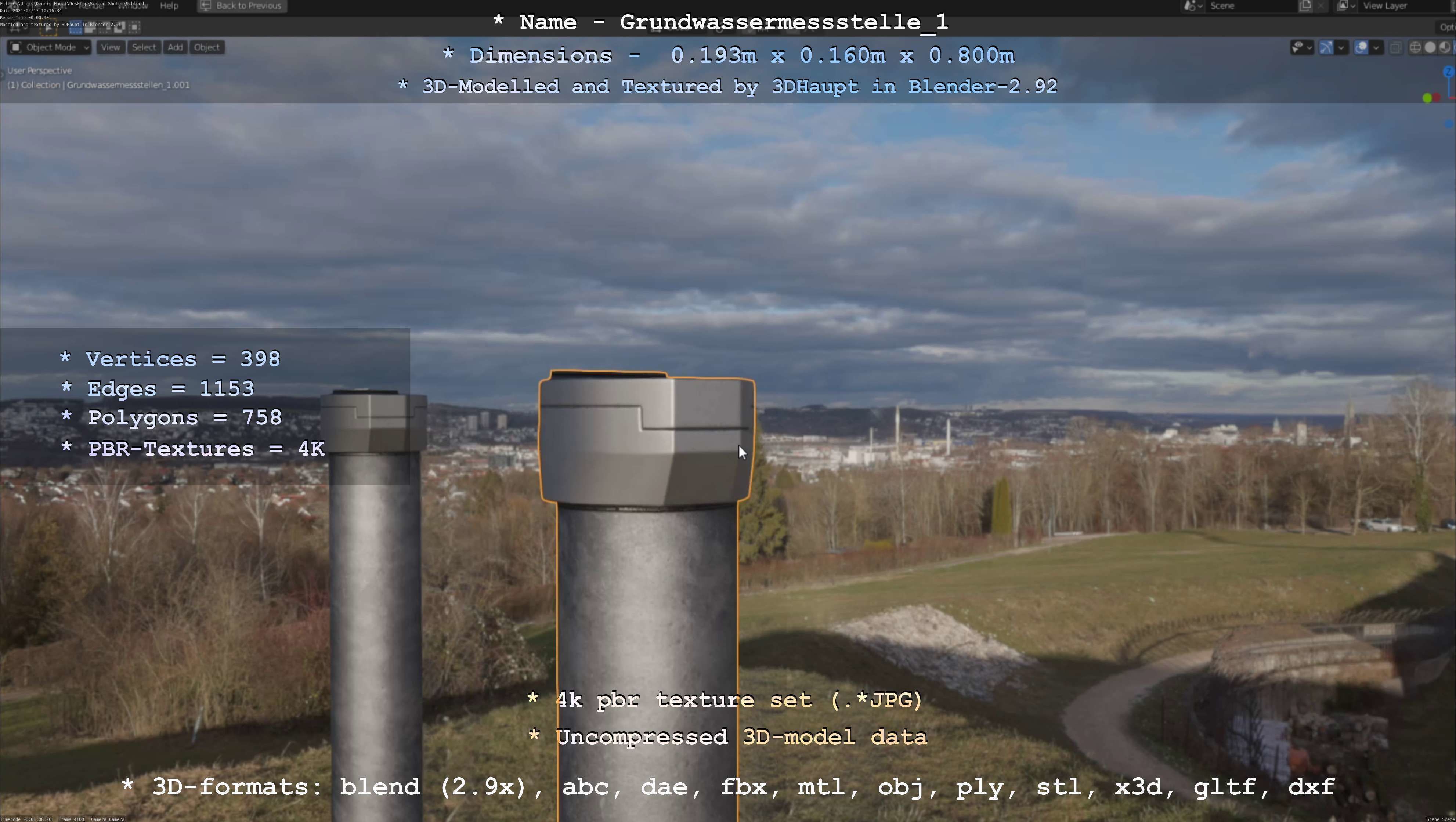 Groundwater monitoring well 1 version 2  Low-poly 3D model_3