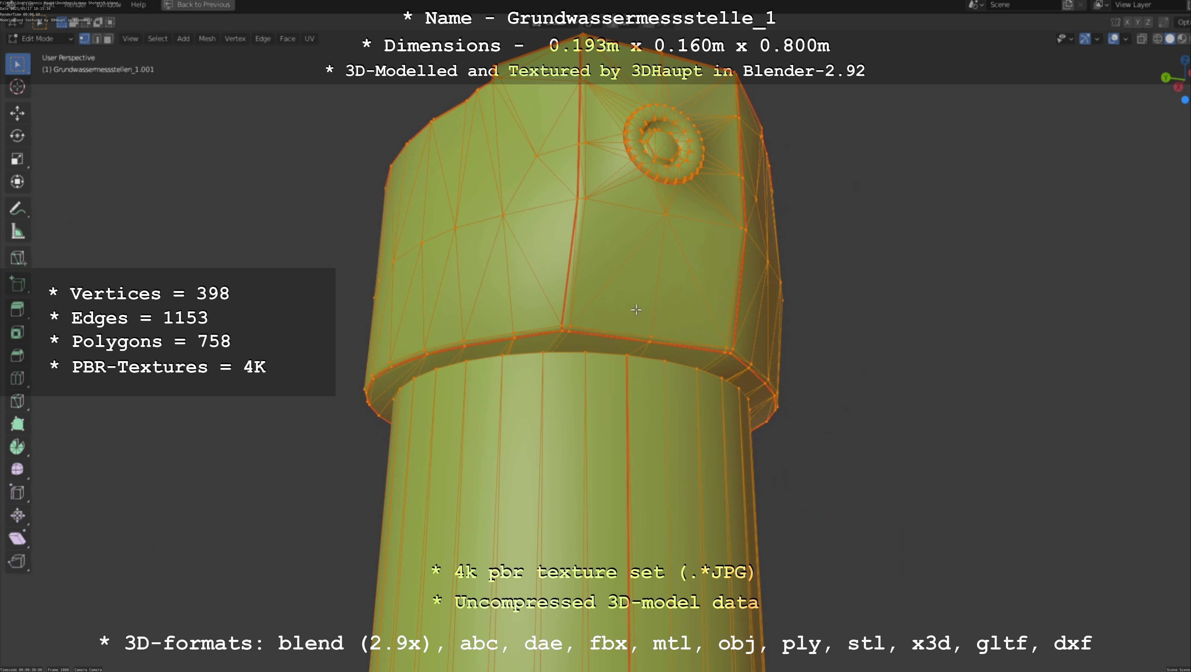 Groundwater monitoring well 1 version 2  Low-poly 3D model_95