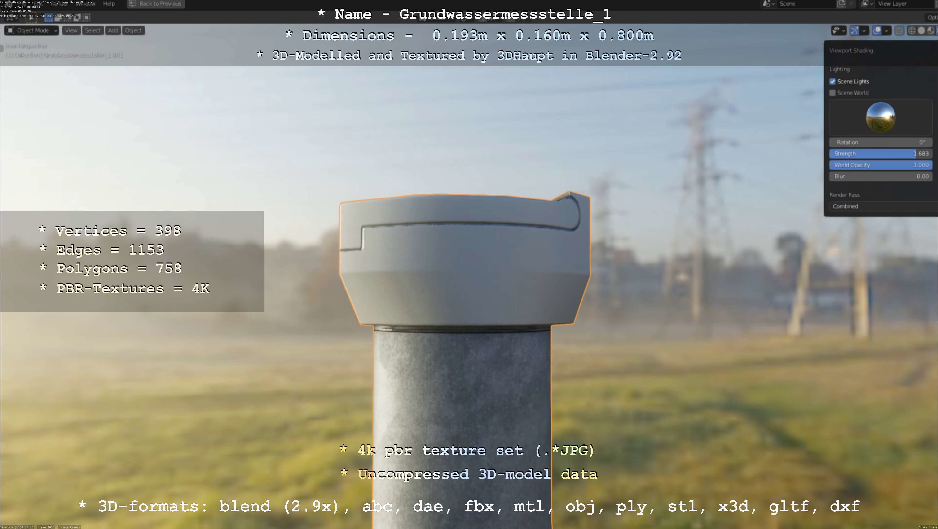 Groundwater monitoring well 1 version 2  Low-poly 3D model_109