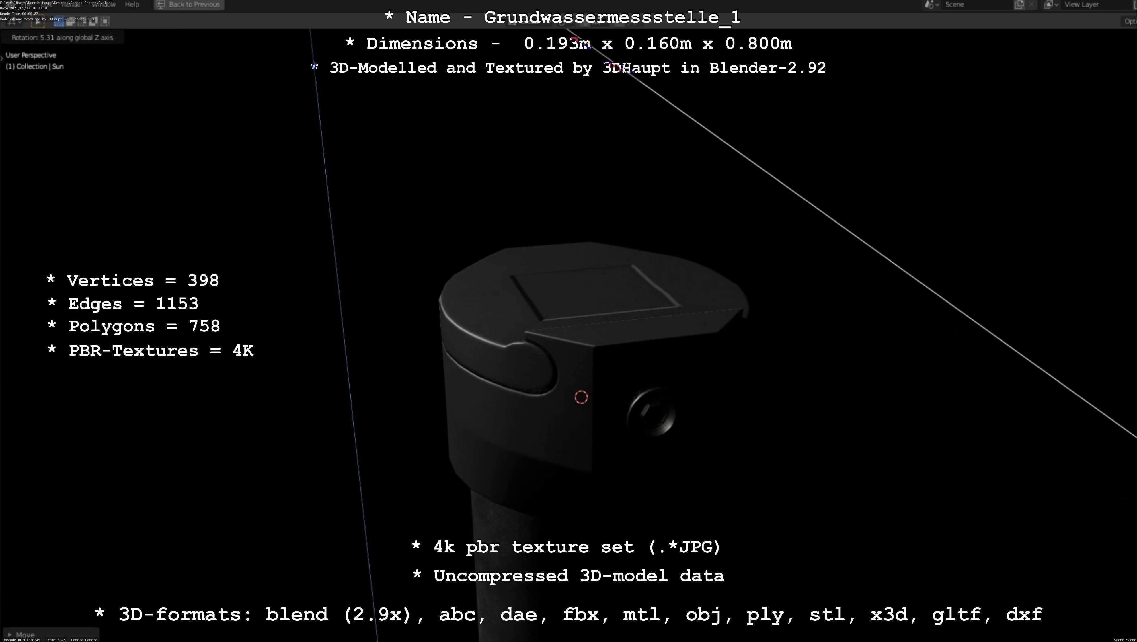 Groundwater monitoring well 1 version 2  Low-poly 3D model_26