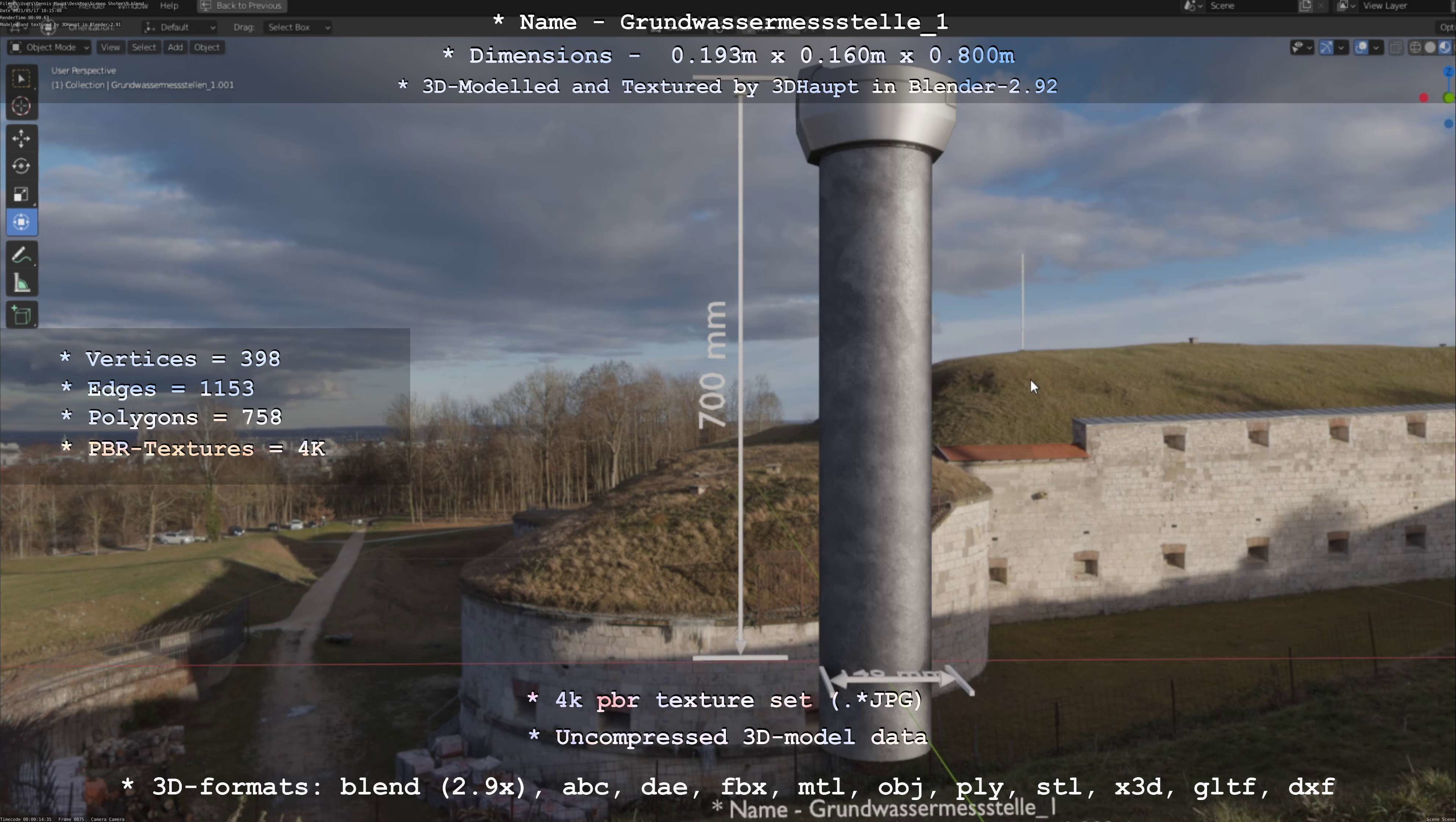 Groundwater monitoring well 1 version 2  Low-poly 3D model_75