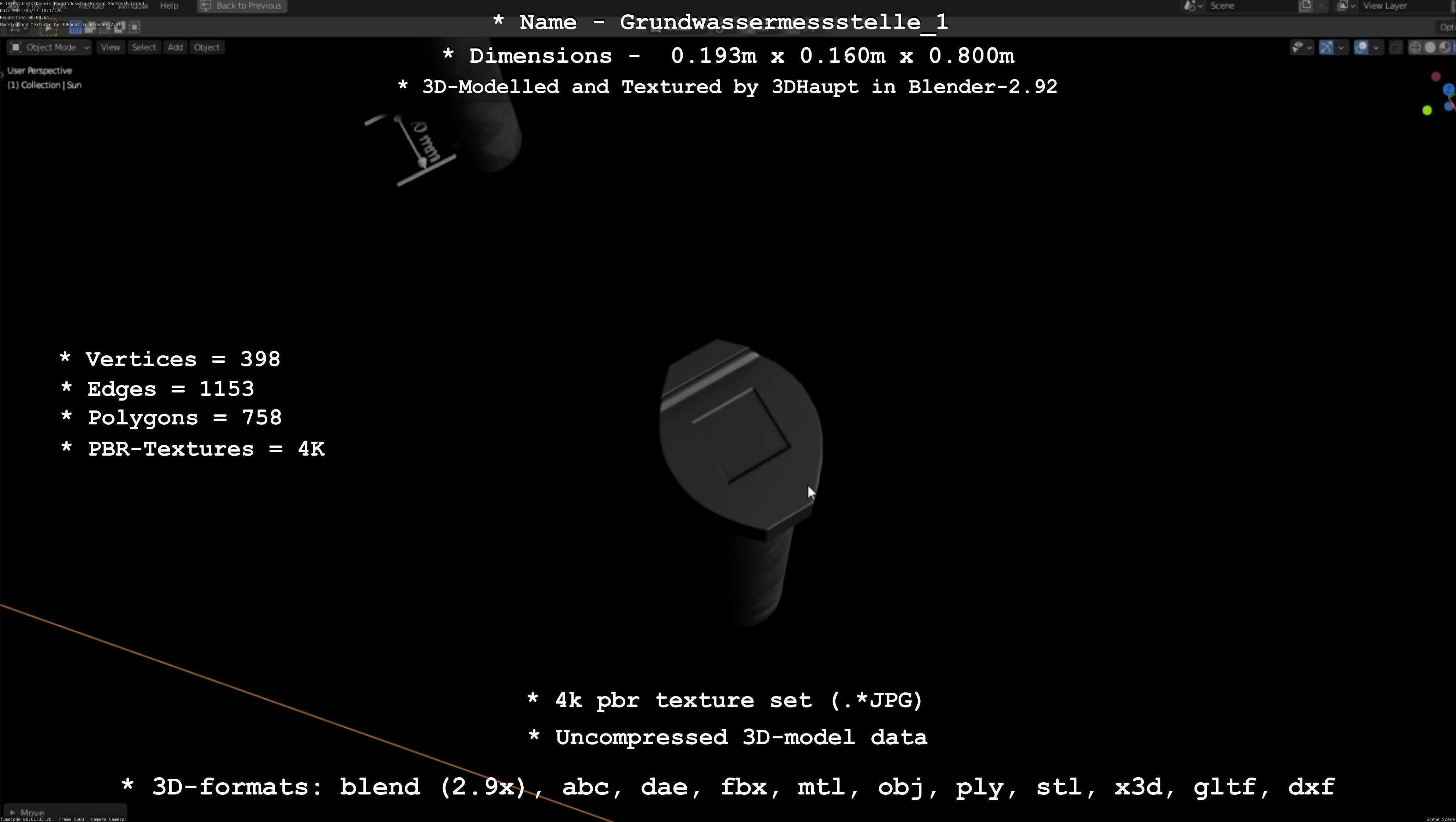 Groundwater monitoring well 1 version 2  Low-poly 3D model_49