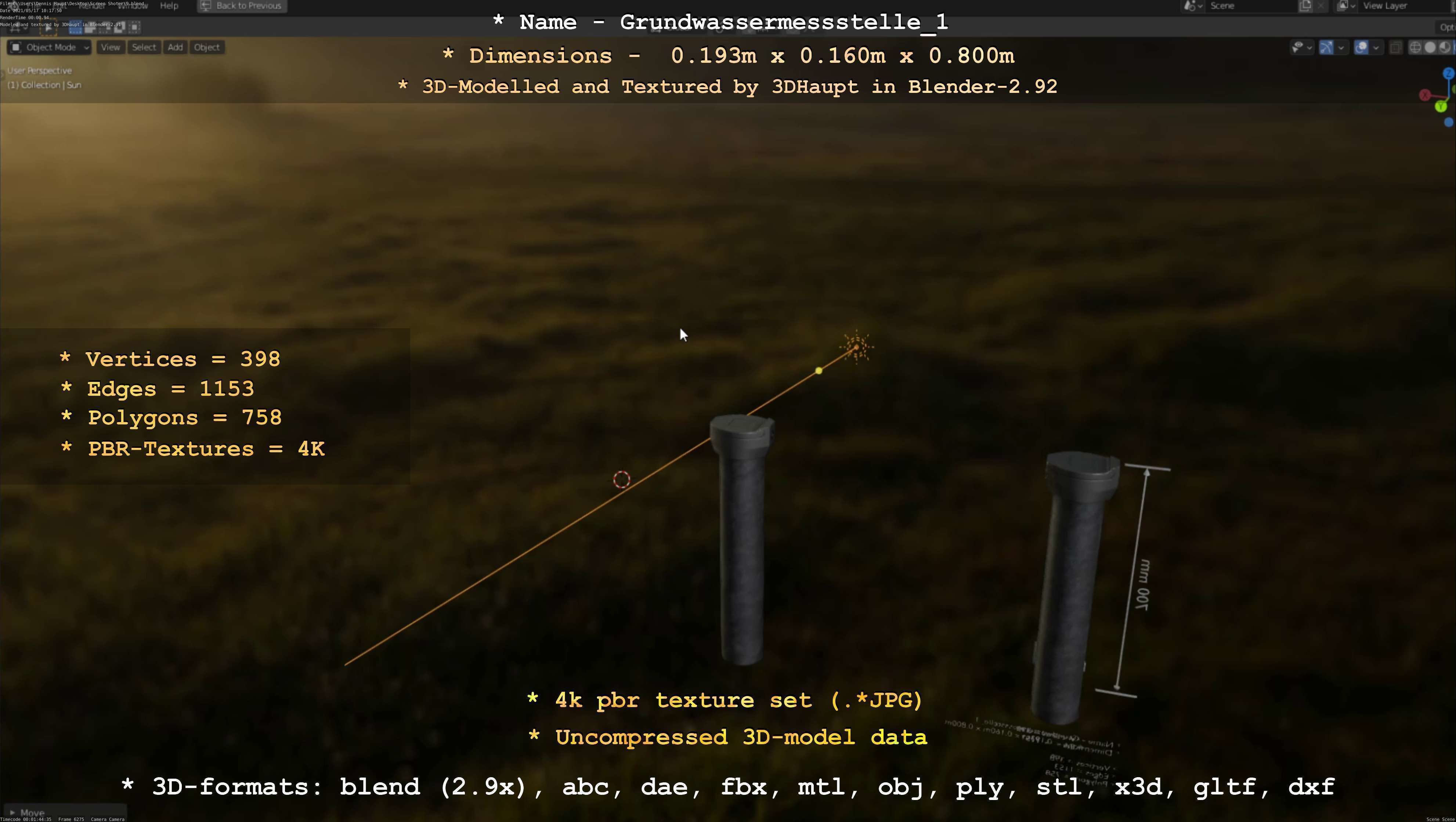 Groundwater monitoring well 1 version 2  Low-poly 3D model_60