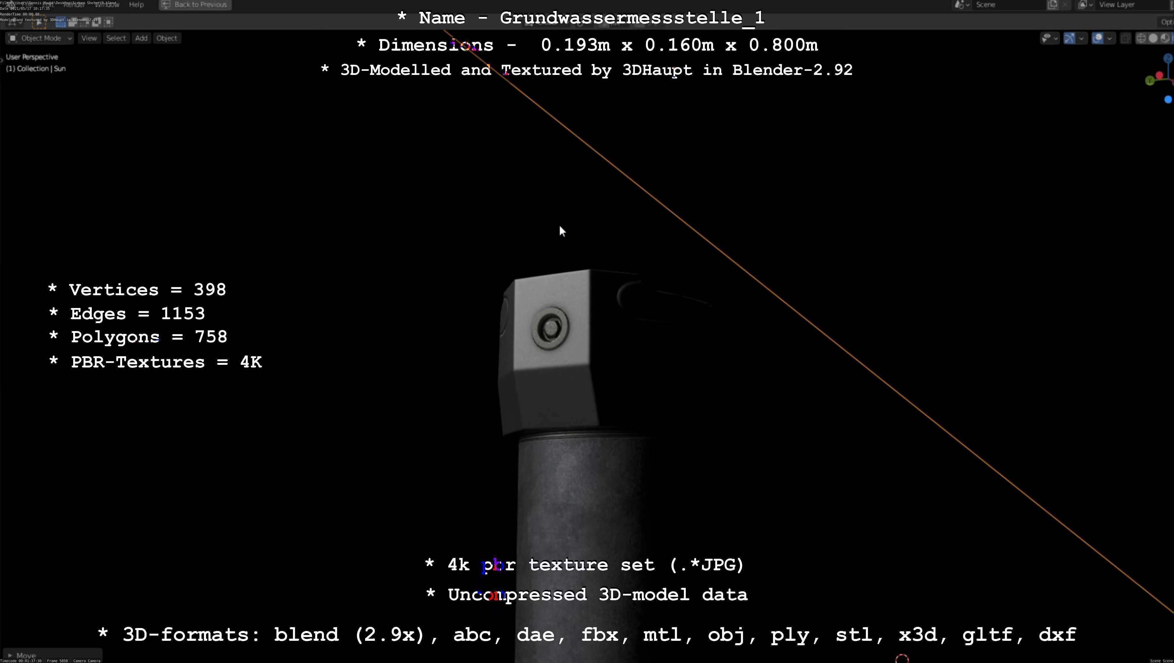 Groundwater monitoring well 1 version 2  Low-poly 3D model_50