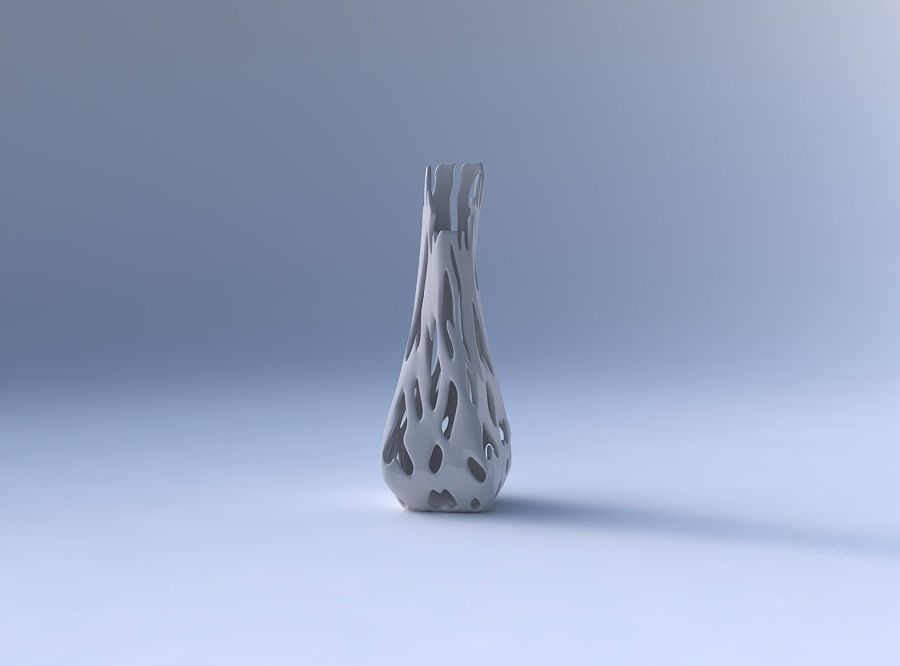 Vase twisted top bent rectangle 2 with smooth cuts 3D print model_4