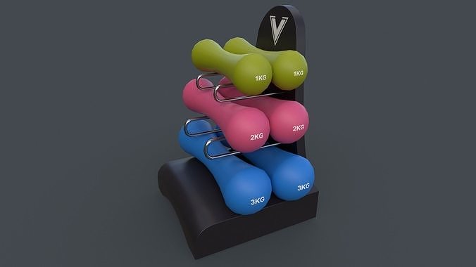 PBR 1-3KG Women Dumbbell V3 - Neoprene Coated Low-poly 3D model