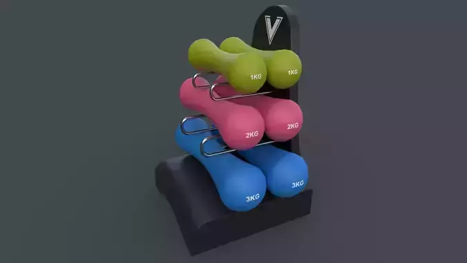 PBR 1-3KG Women Dumbbell V3 - Neoprene Coated Low-poly 3D model