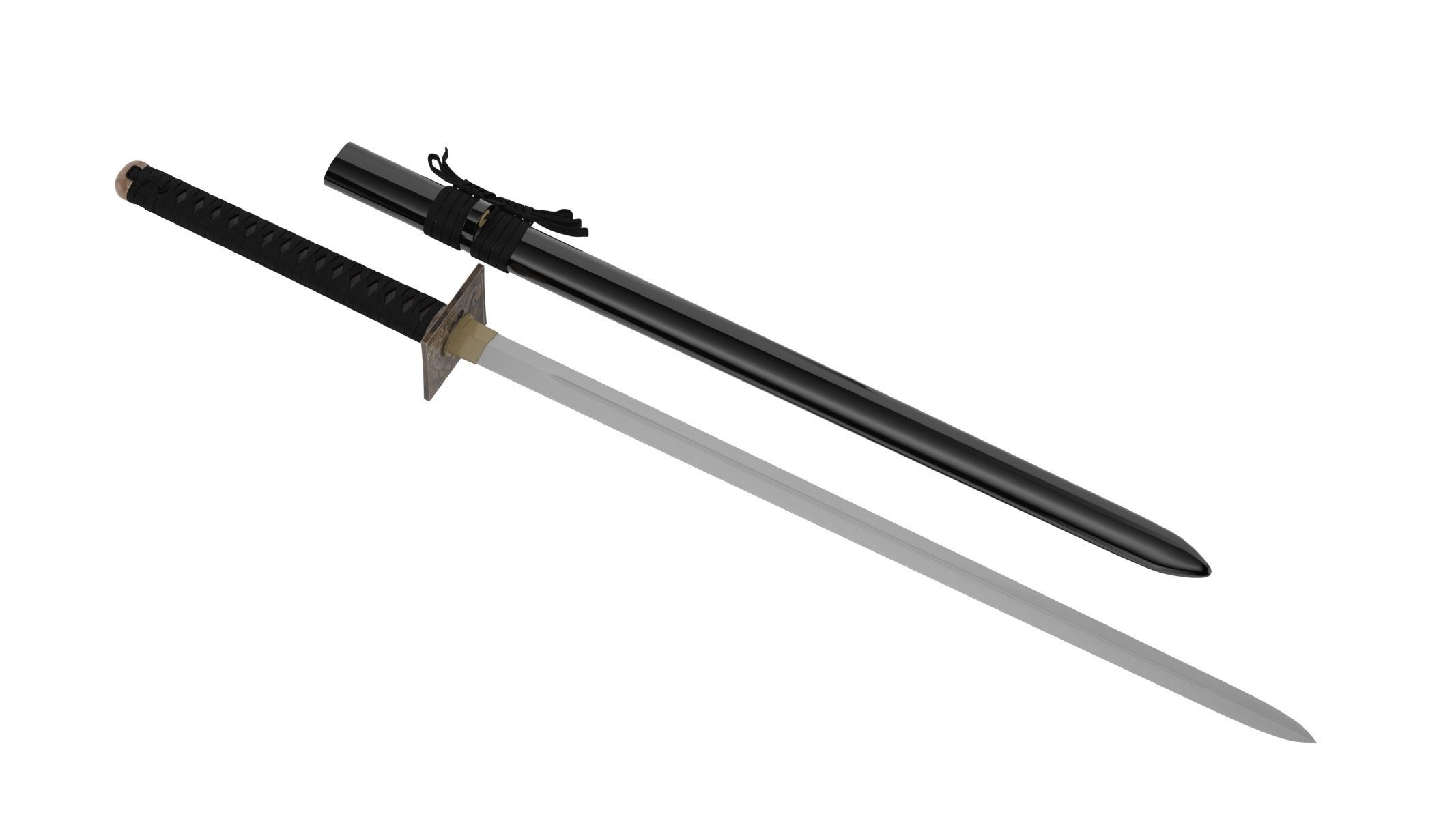 Ninjato Sword Low-poly 3D model_1