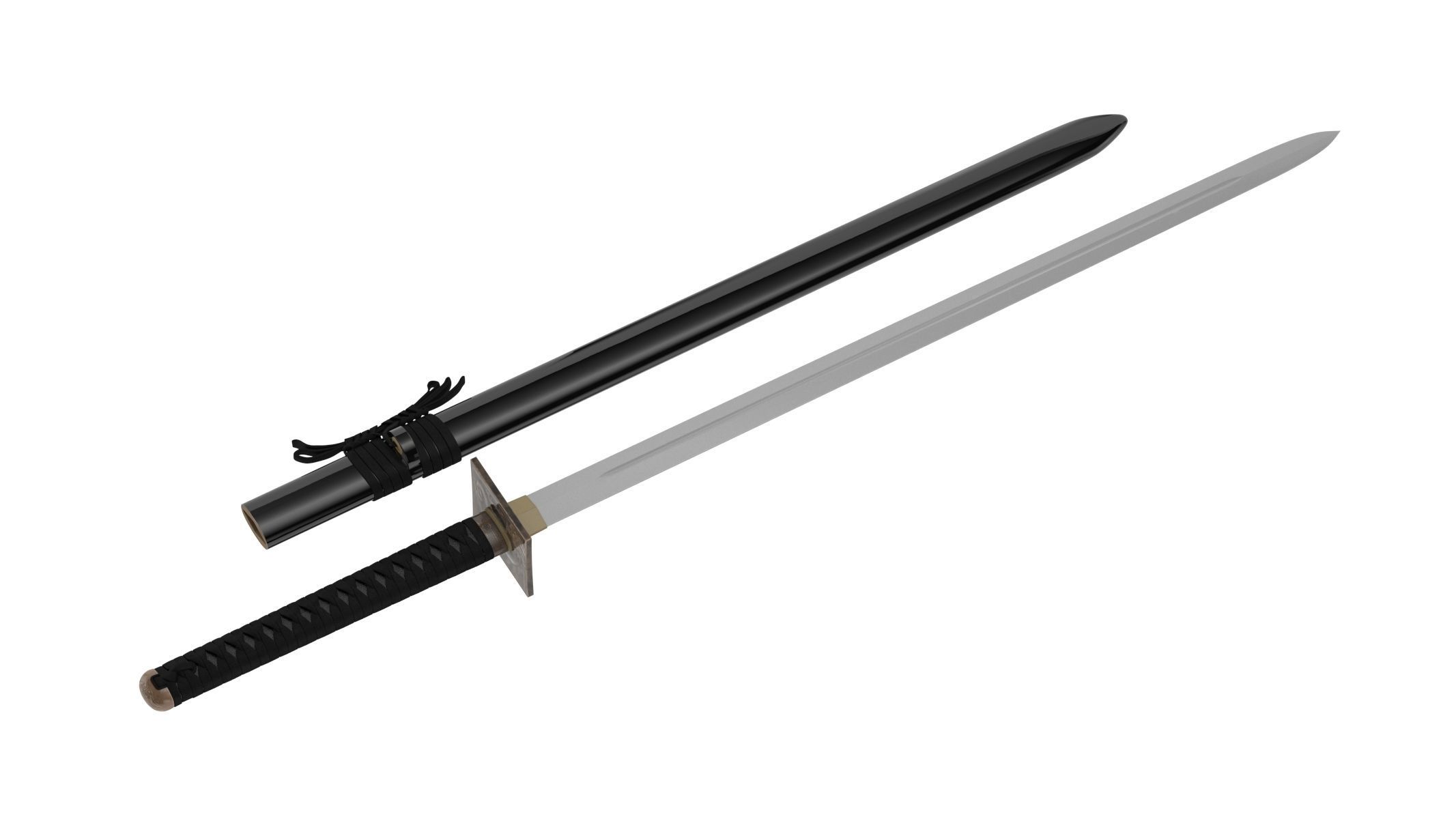 Ninjato Sword Low-poly 3D model_2