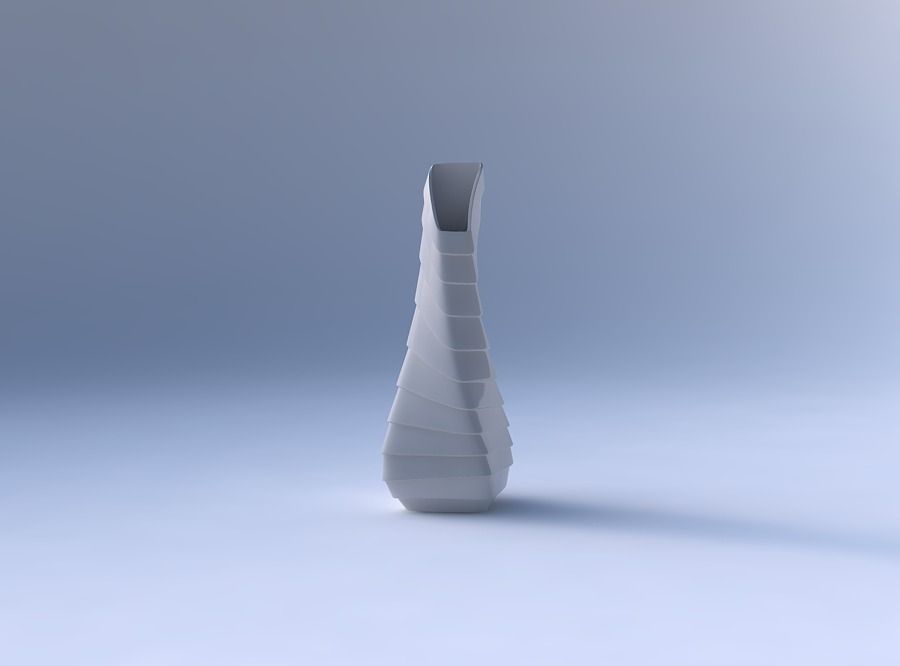 Vase twisted top bent rectangle 2 with horizontal inverted la... 3D print model_4