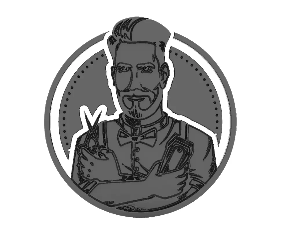 barber shop Emblem 3D print model_0
