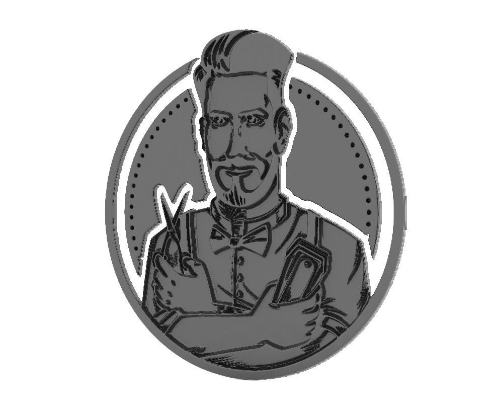 barber shop Emblem 3D print model_1