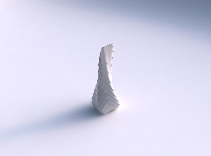 Vase twisted top bent rectangle 2 with horizontal wavy invert... 3D print model