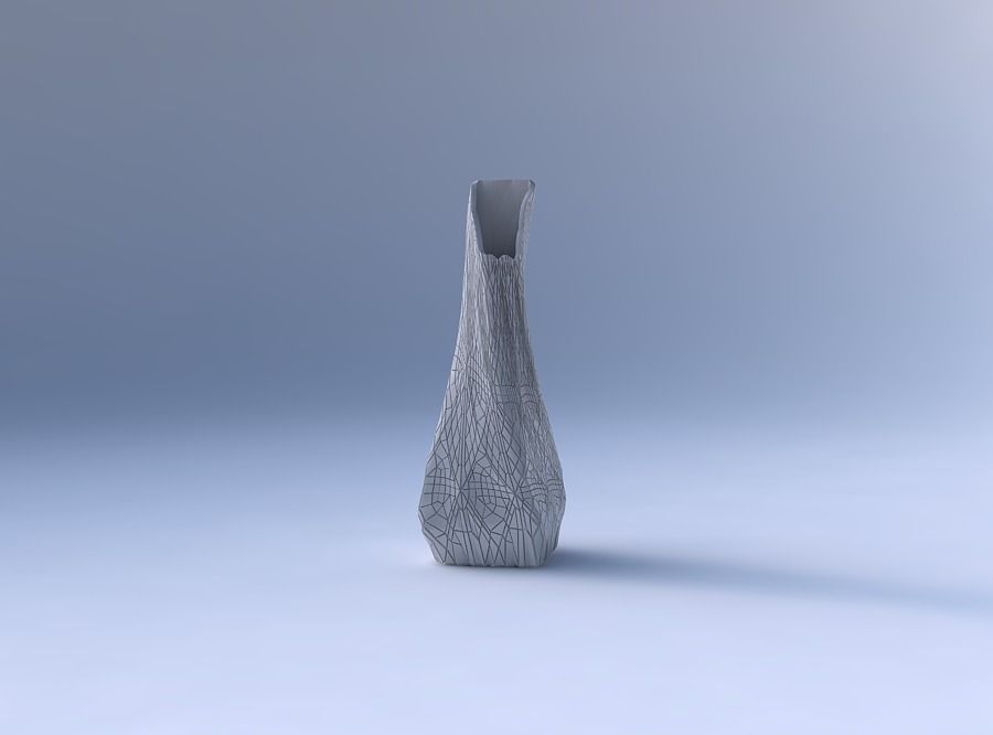 Vase twisted top bent rectangle 2 with fine mosaic plates 3D print model_4