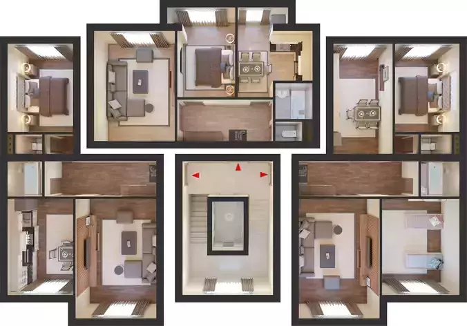 Interior from top view 3D model