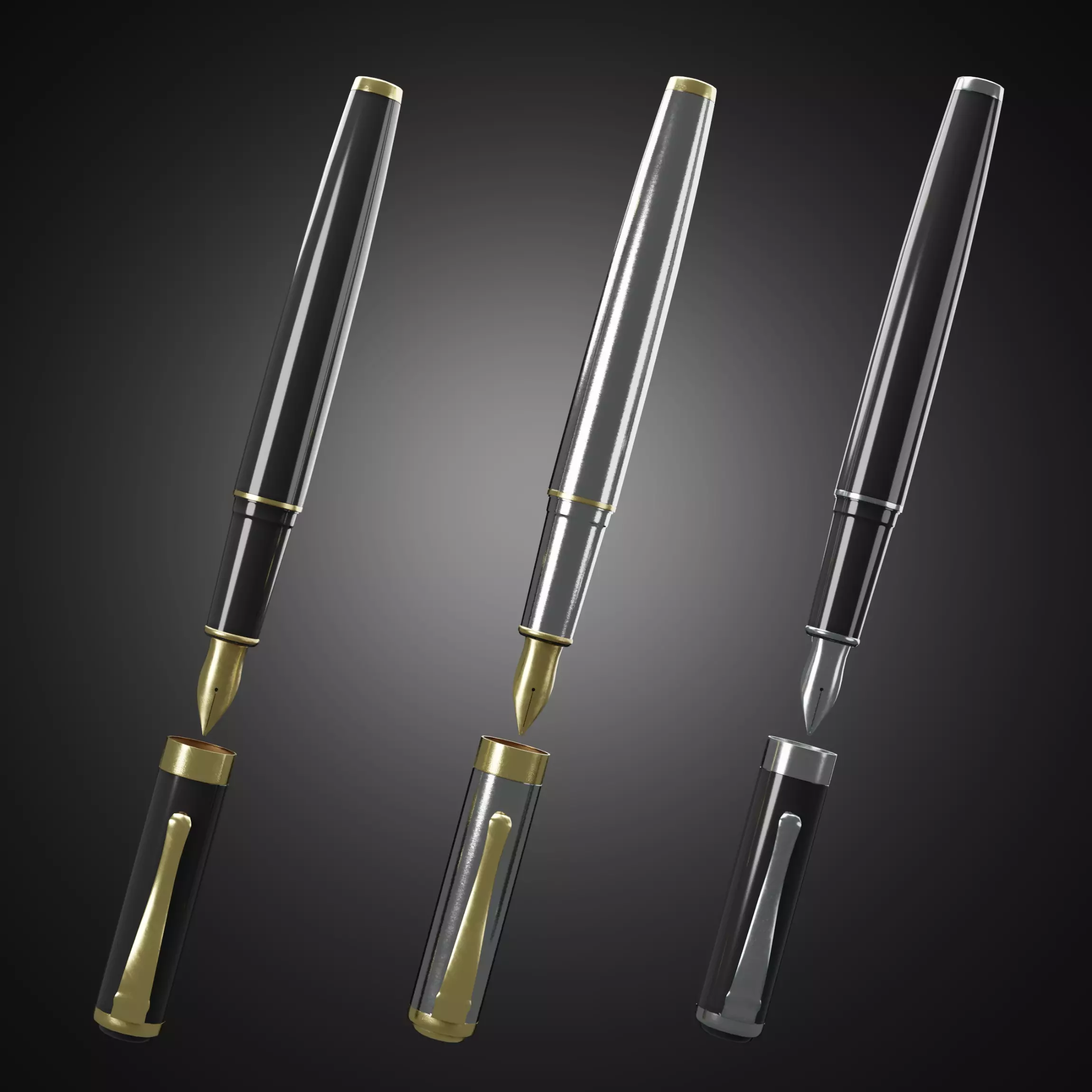 Vintage old fountain pen 3D model