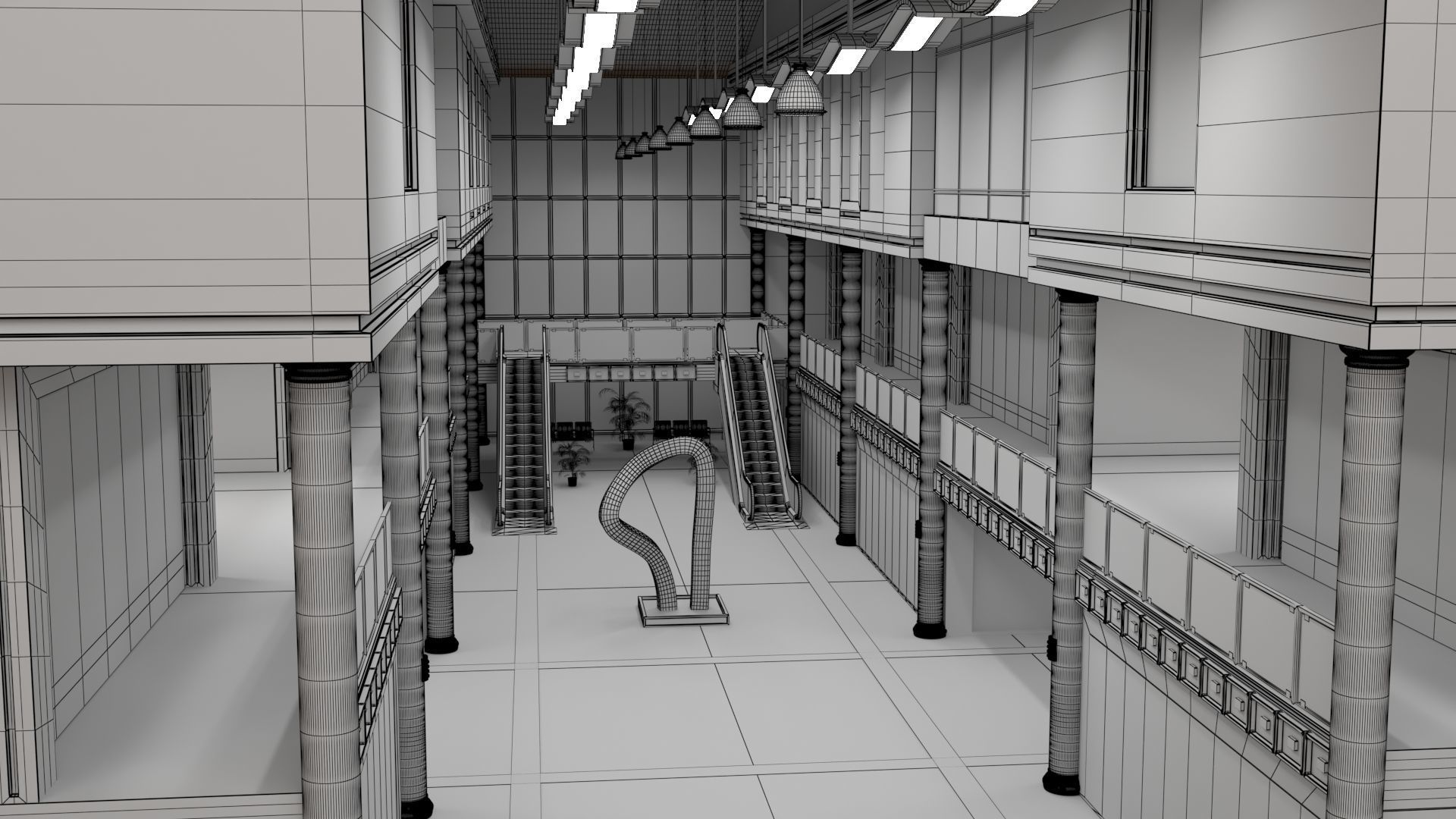 interior mall 3D model_7