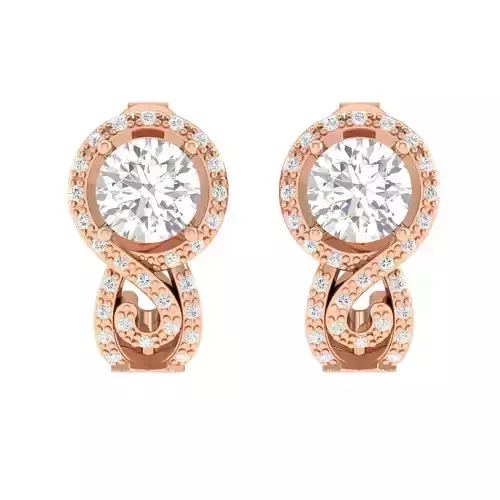 Women Solitaire Earrings 3dm stl render detail 