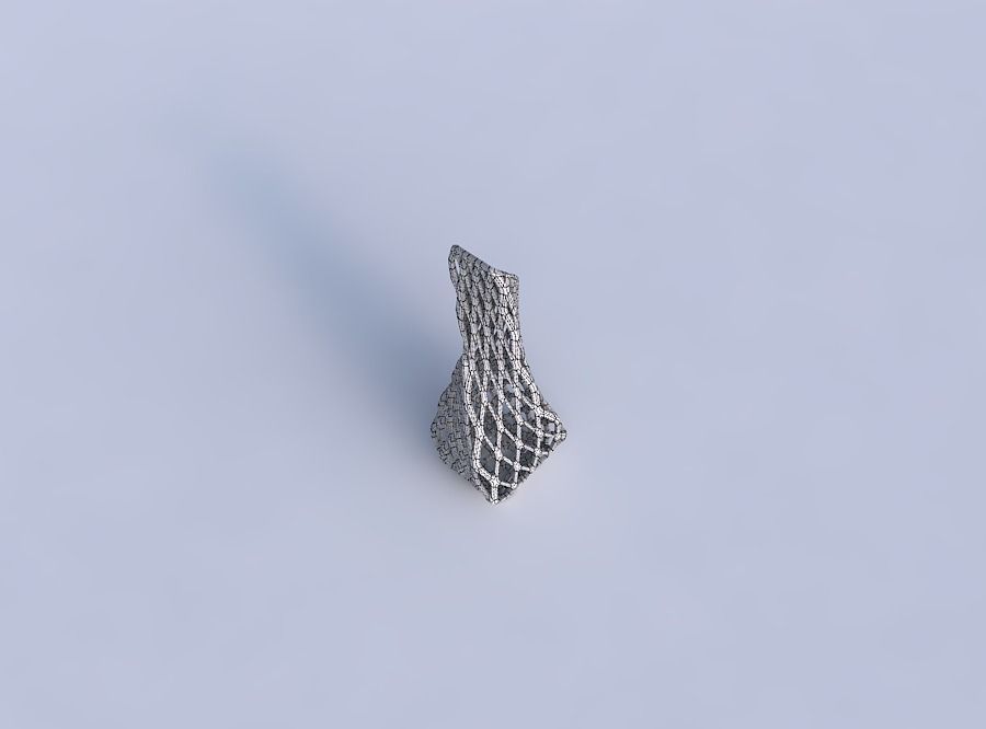 Vase twisted top bent rectangle 2 with diagonal grid lattice 3D print model_6