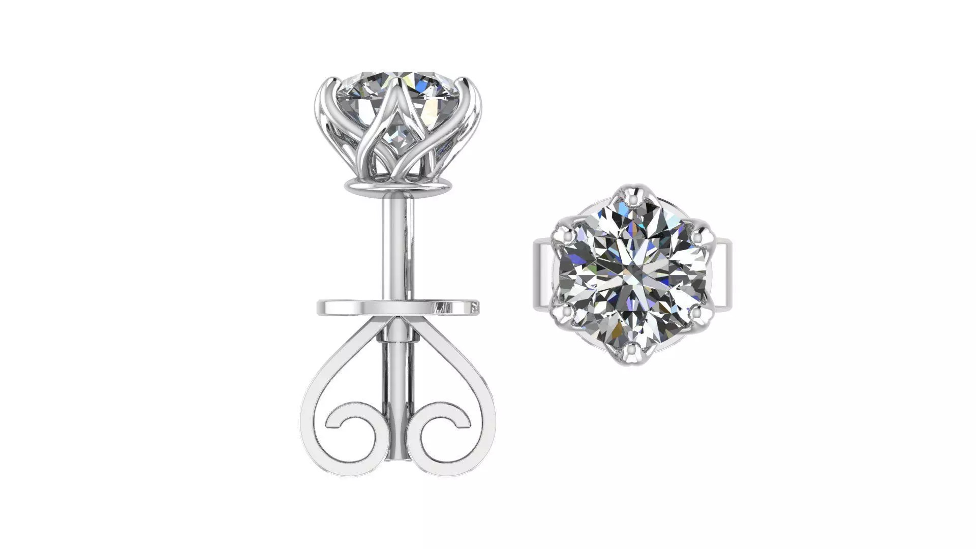 WHITEFLASH earring  diamond 55 3D print model_0