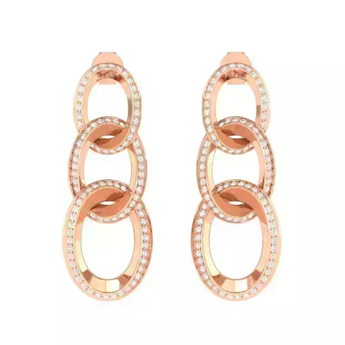 Women cuban chain Earrings 3dm stl render detail  3D print model