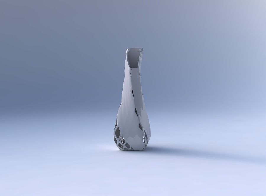 Vase twisted top bent rectangle 2 with diagonal grid lattice 2 3D print model_4