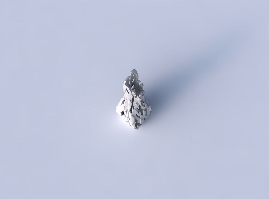 Vase twisted top bent rectangle 2 with cuts and bulges 3D print model_2